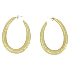 Ippolita Earrings 18k Gold Hammered Hoop Earrings Oval Hoops