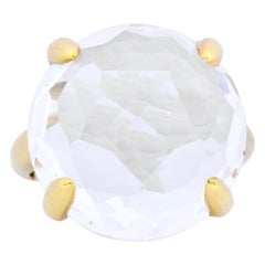 Ippolita Faceted Rock Crystal 18 Karat Gold Cocktail Ring