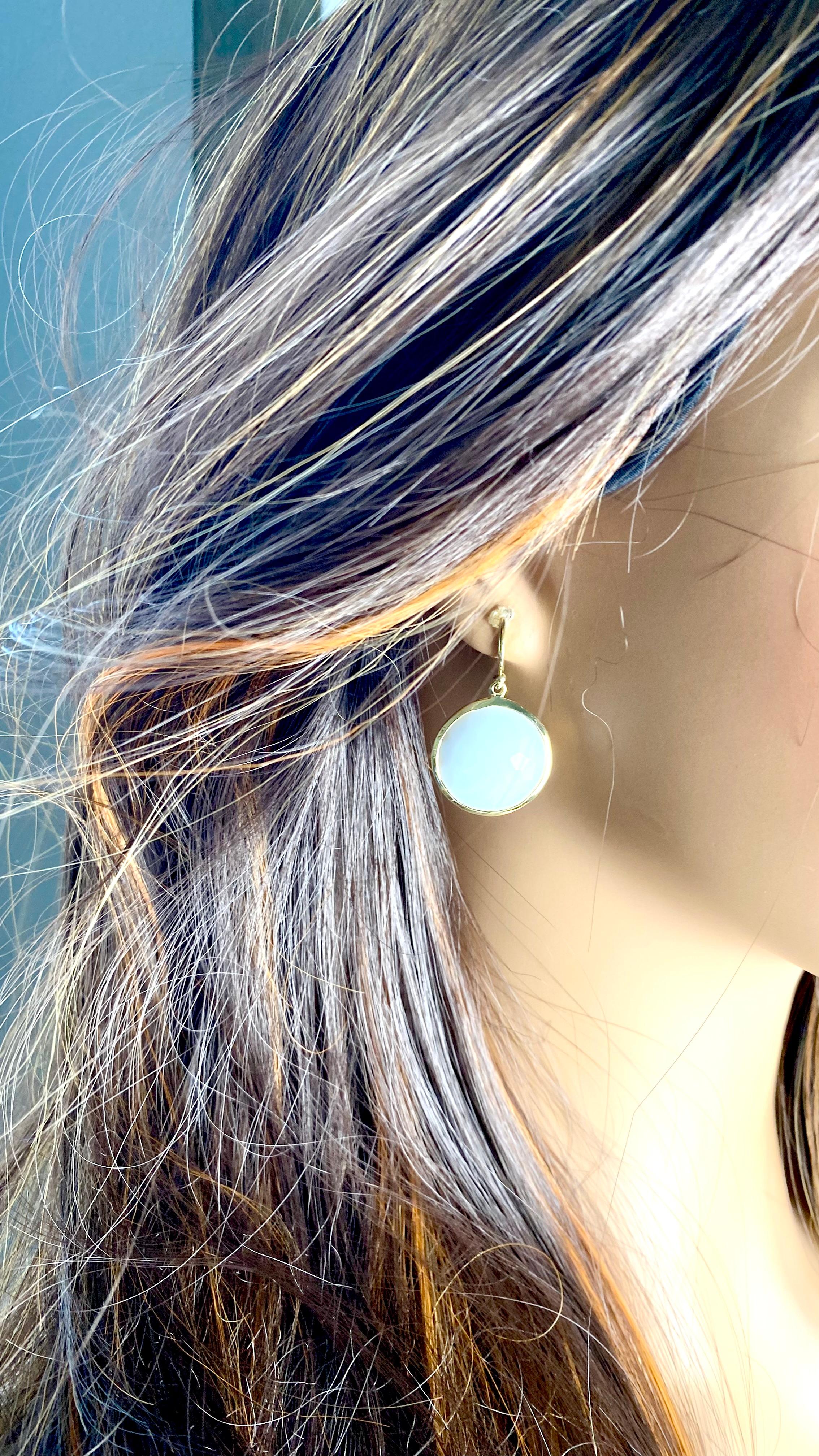 Ippolita Lollipop Collection 18K Yellow Gold Opaque White Crystal Earrings For Sale 7