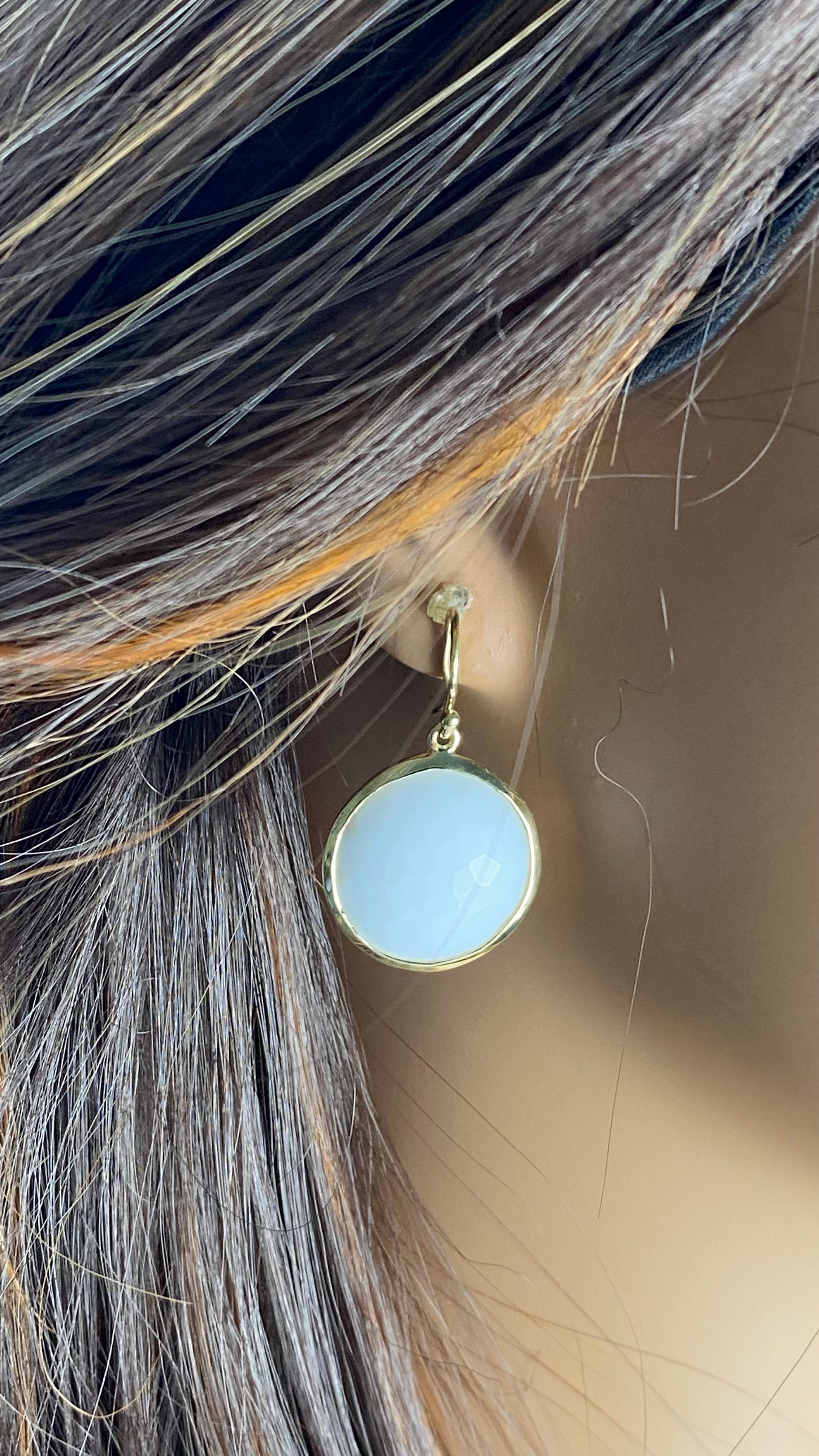 Round Cut Ippolita Lollipop Collection 18K Yellow Gold Opaque White Crystal Earrings For Sale