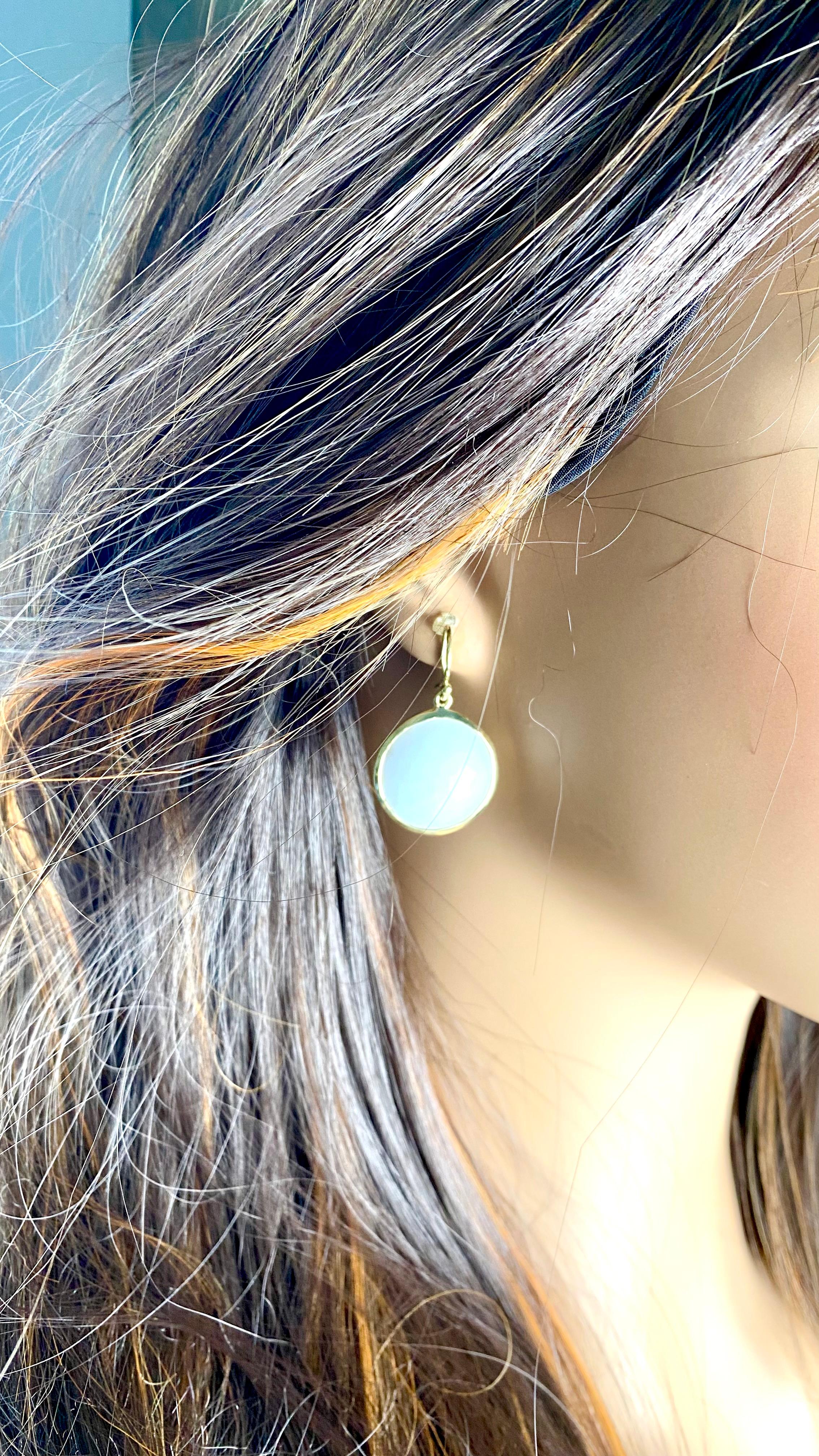 Ippolita Lollipop Collection 18K Yellow Gold Opaque White Crystal Earrings For Sale 2