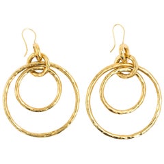 Ippolita Glamazon Jet-Set 18K Yellow Gold Hammered Large Interlock Loop Earrings