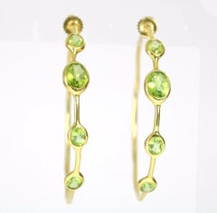 Ippolita Green Peridot Large Hoop Earrings 18K Yellow Gold