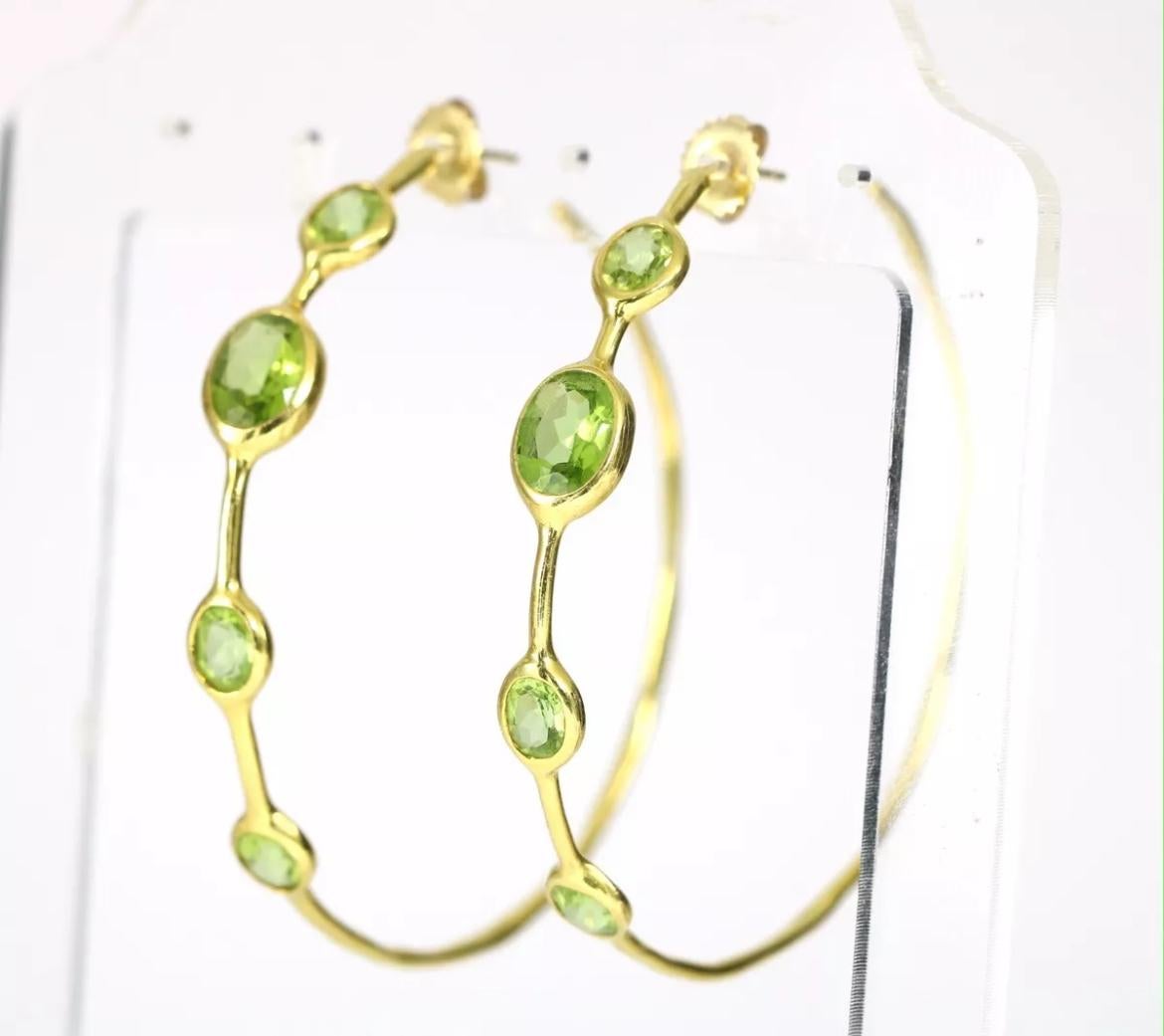 Ippolita Green Peridot Large Hoop Earrings 18K Yellow Gold For Sale 1