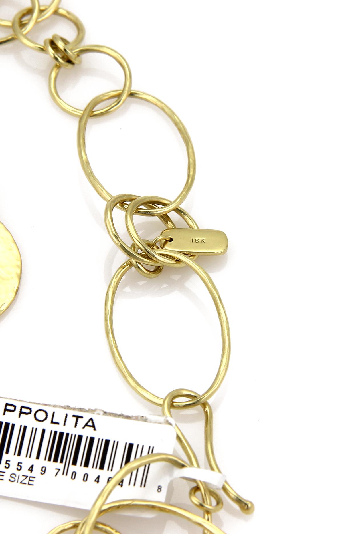 Ippolita Hammered Assorted Size Open Circle 18k Gold Link Necklace In New Condition For Sale In Boca Raton, FL