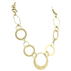 Ippolita Hammered Assorted Size Open Circle 18k Gold Link Necklace