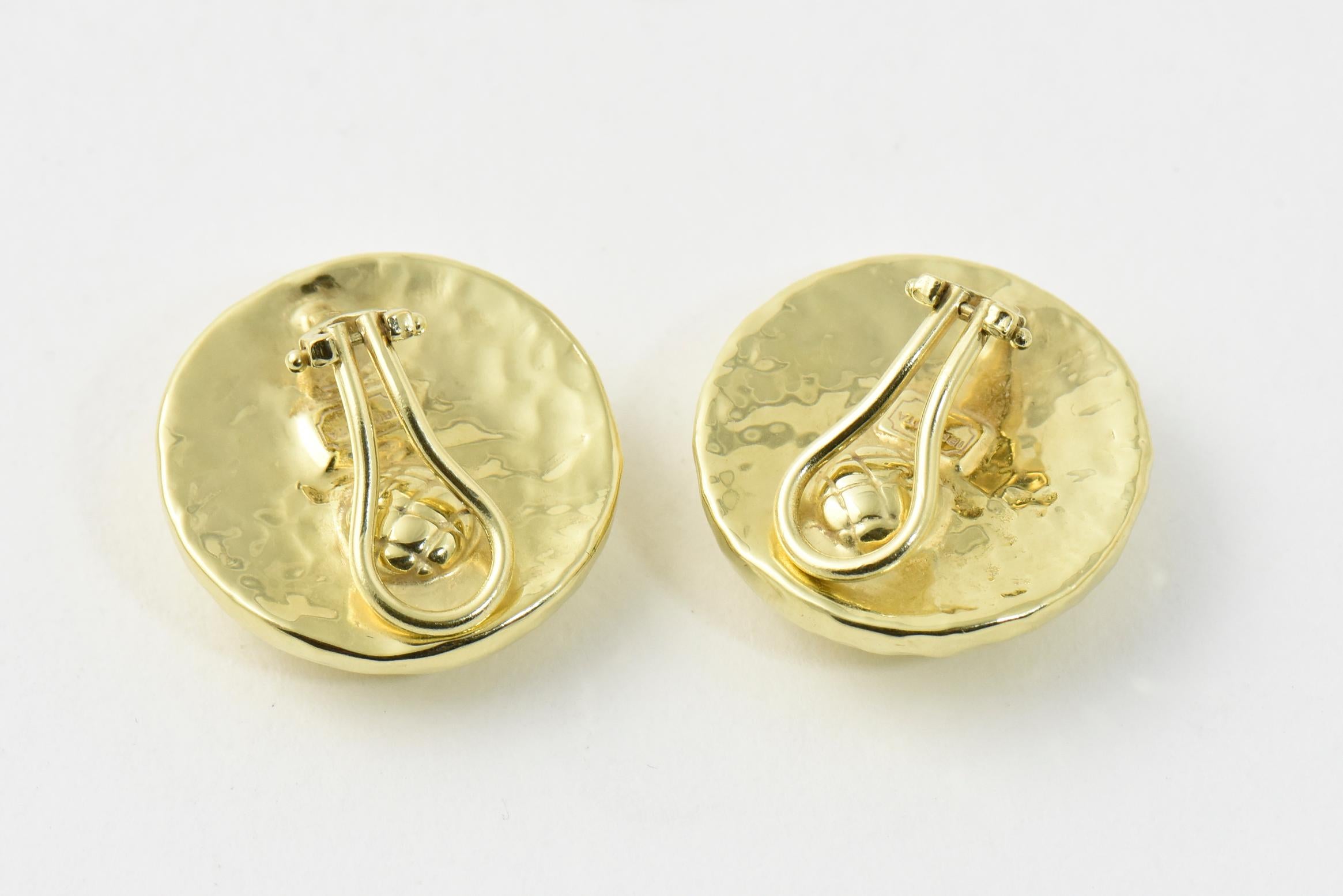 Ippolita Hammered Disc Gold Earrings 1