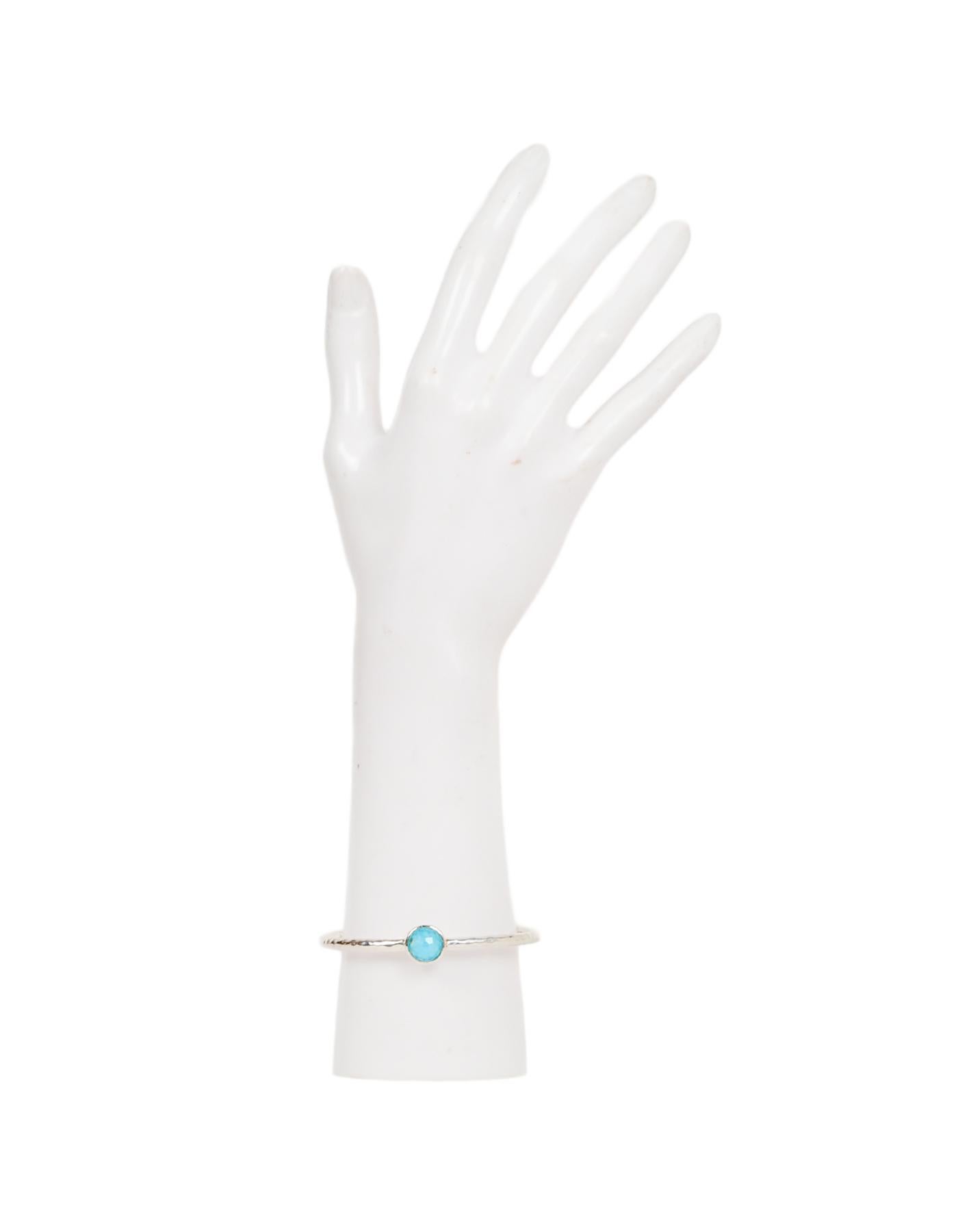 Ippolita Hammered Sterling Silver/Turquoise Quartz Doublet Rock Candy Hinged Bangle Bracelet
Color: Silver
Materials: Sterling silver
Hallmarks: Ippolita 925
Closure/Opening: Clasp
Overall Condition: Excellent pre-owned condition
Estimated Retail: