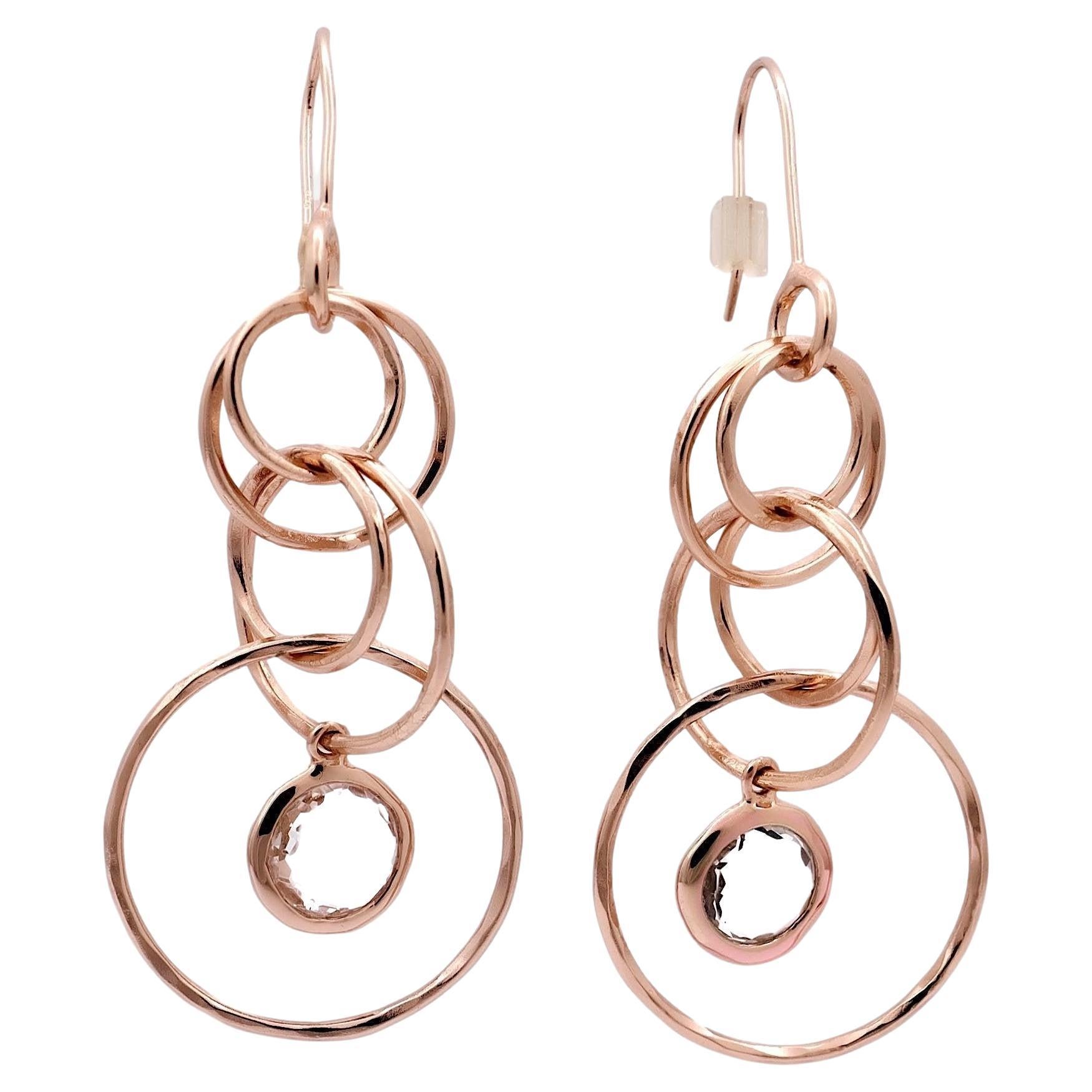 Modern IPPOLITA Interlinked Circles Sterling Silver Rose Gold Vermeil Drop Earrings