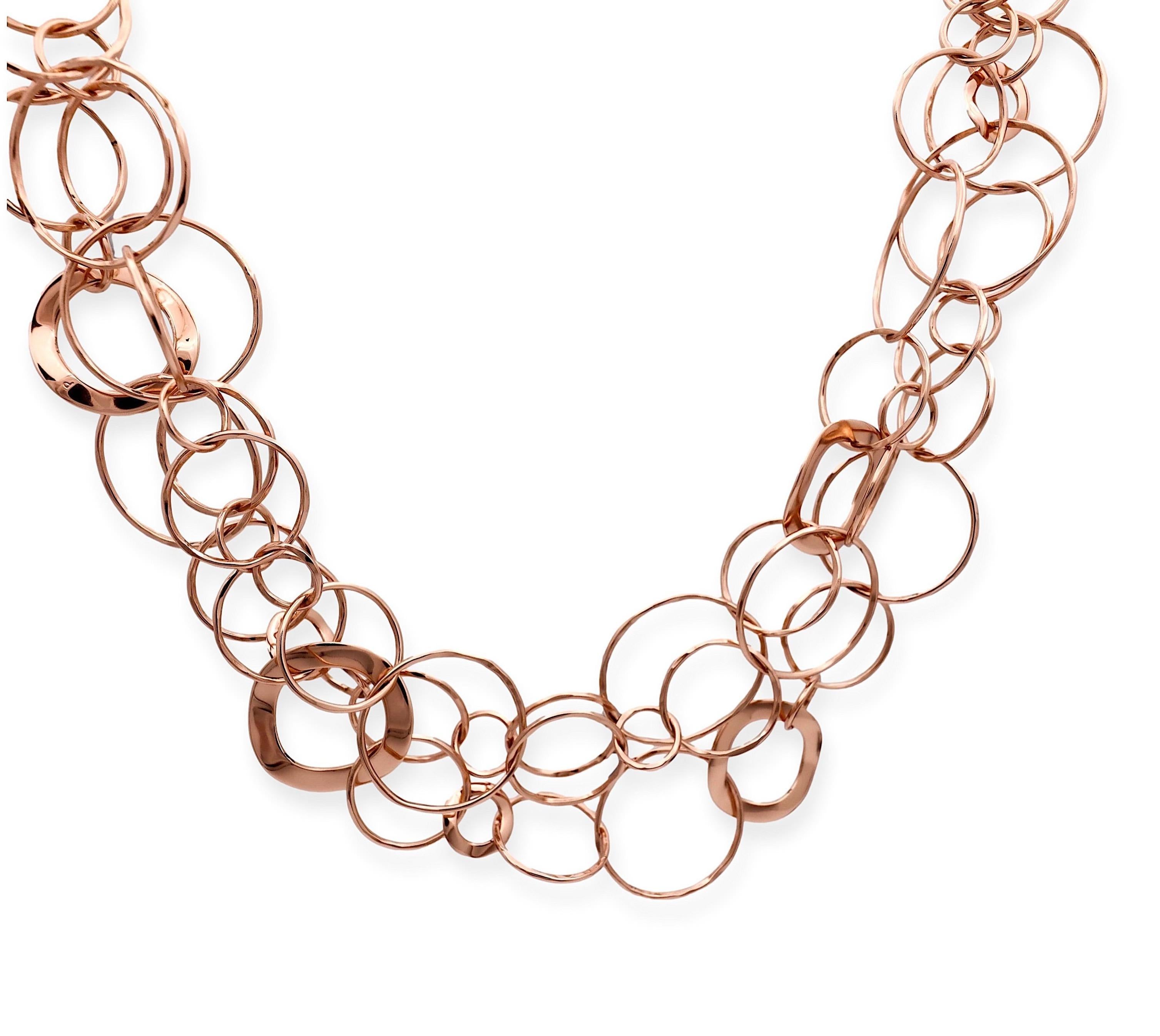 IPPOLITA's exquisite layered necklace in Rose gold vermeil and sterling silver intertwining hoops,  Effortlessly elegant with a secure lobster claw closure. Fully hallmarked with logo and metal content.

Necklace Specifications
Brand: