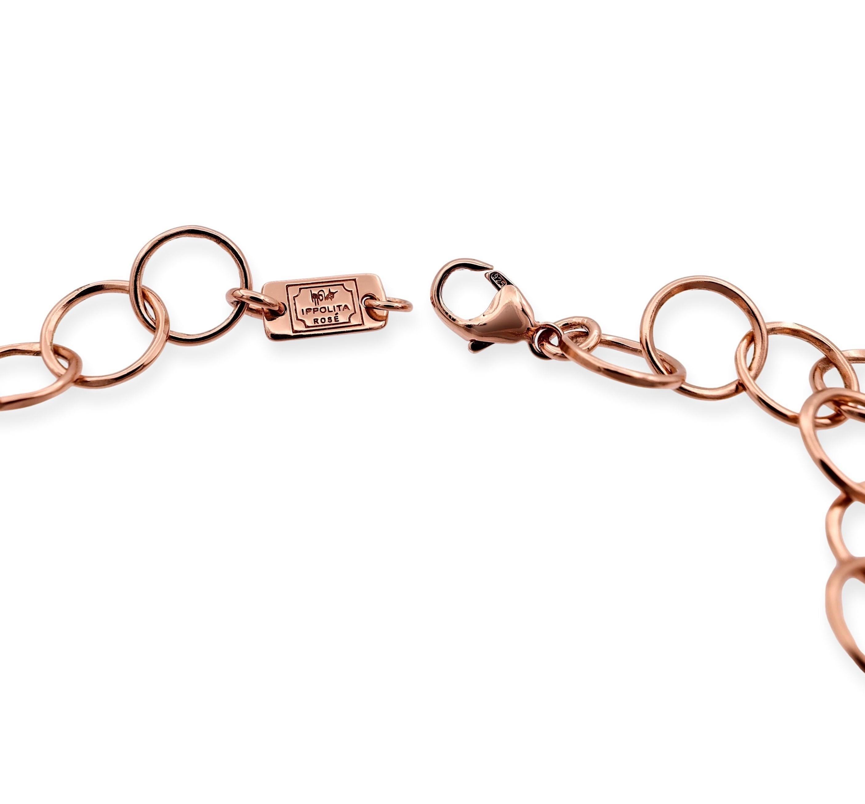 Moderno Ippolita Collana a strati con cerchi concatenati in argento sterling e oro rosa Vermeil in vendita