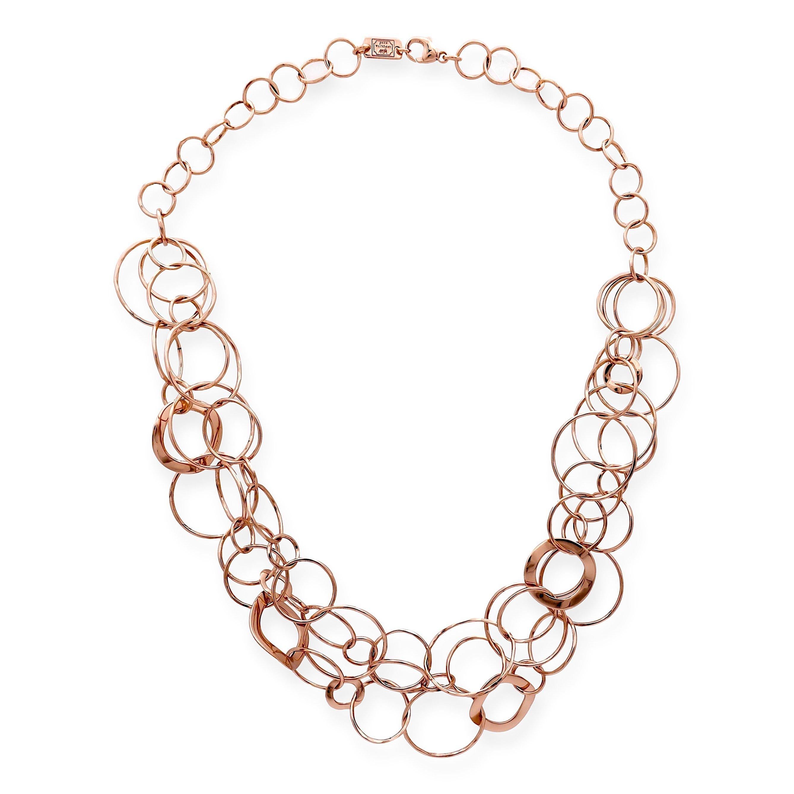 Ippolita Collana a strati con cerchi concatenati in argento sterling e oro rosa Vermeil in vendita 1
