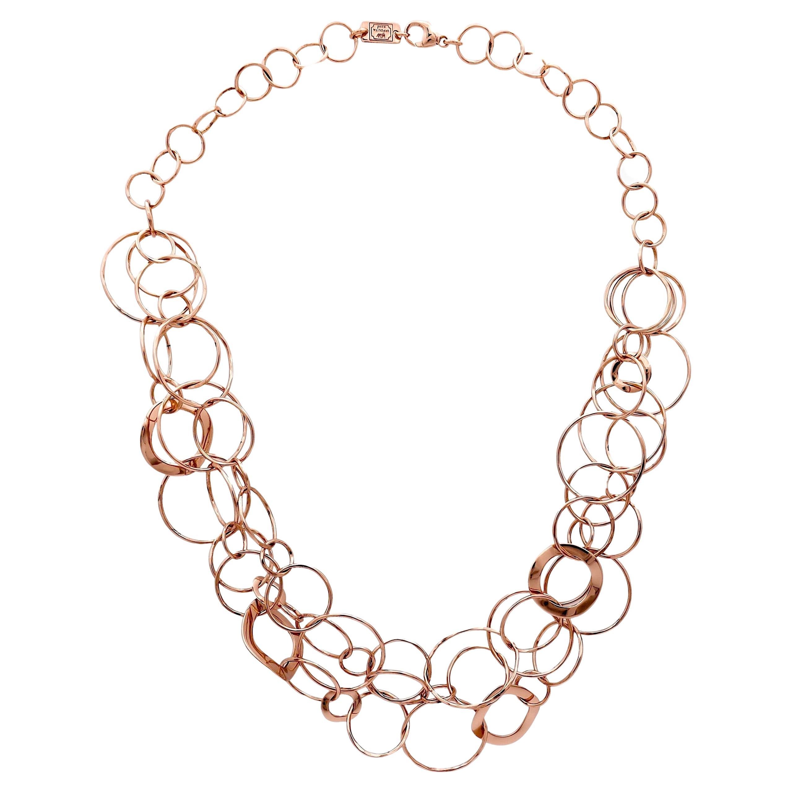 IPPOLITA Interlinked Circles Sterling Silver Rose Gold Vermeil Layer Necklace