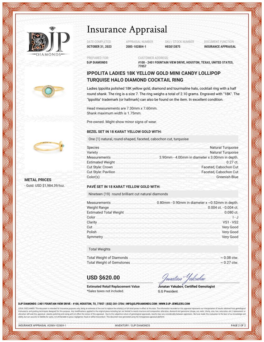 Ippolita Damen 18 Karat Gelbgold Candy Lollipop Turquise Diamant-Cocktailring 3