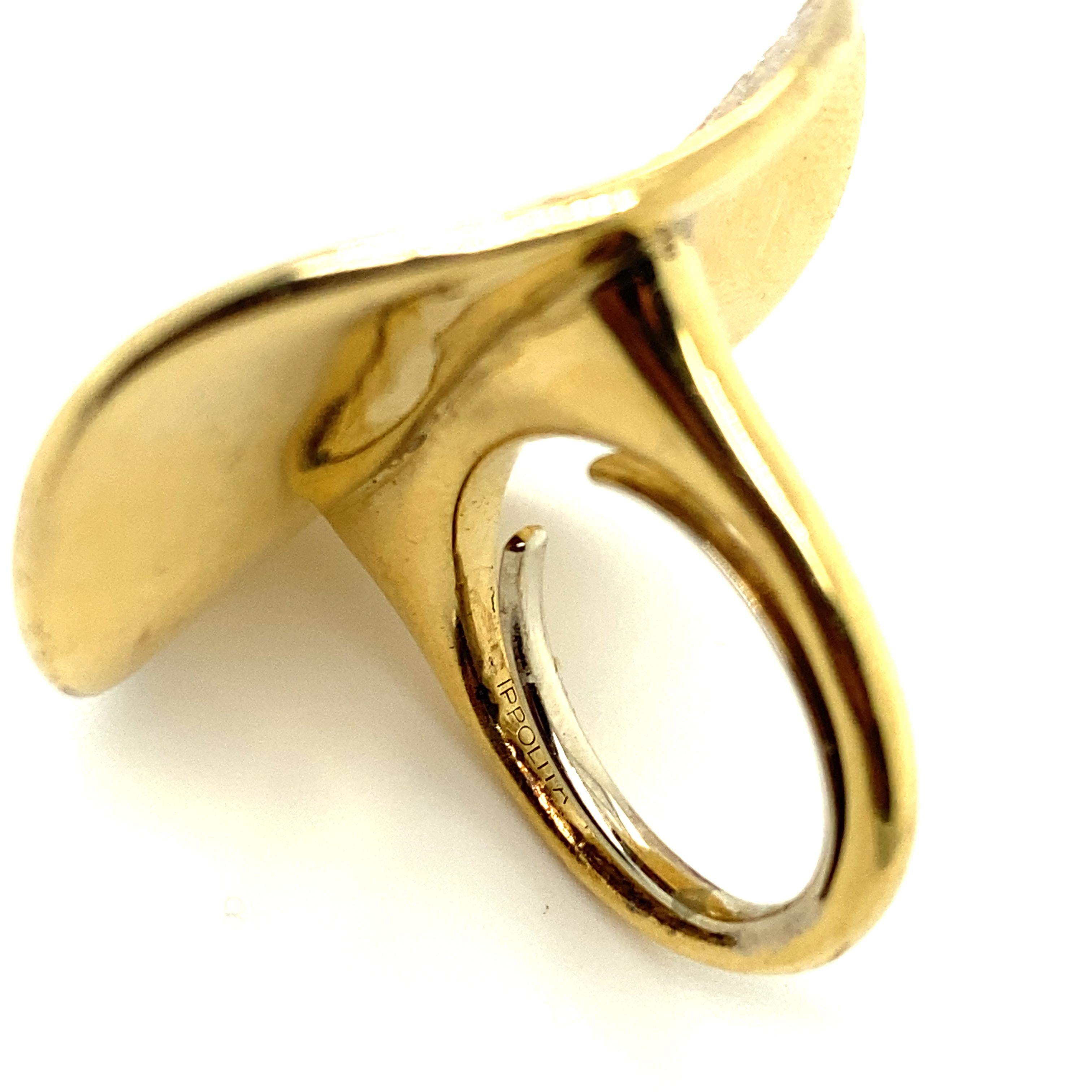 Women's or Men's Ippolita Large 18 Karat Stardust Gold and Pave Diamond Flower Ring For Sale