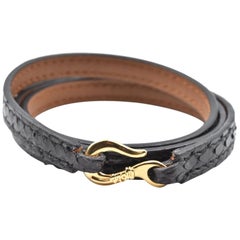 Ippolita Leather Wrap Bracelet with 18 Karat Yellow Gold Fish Hook Clasp