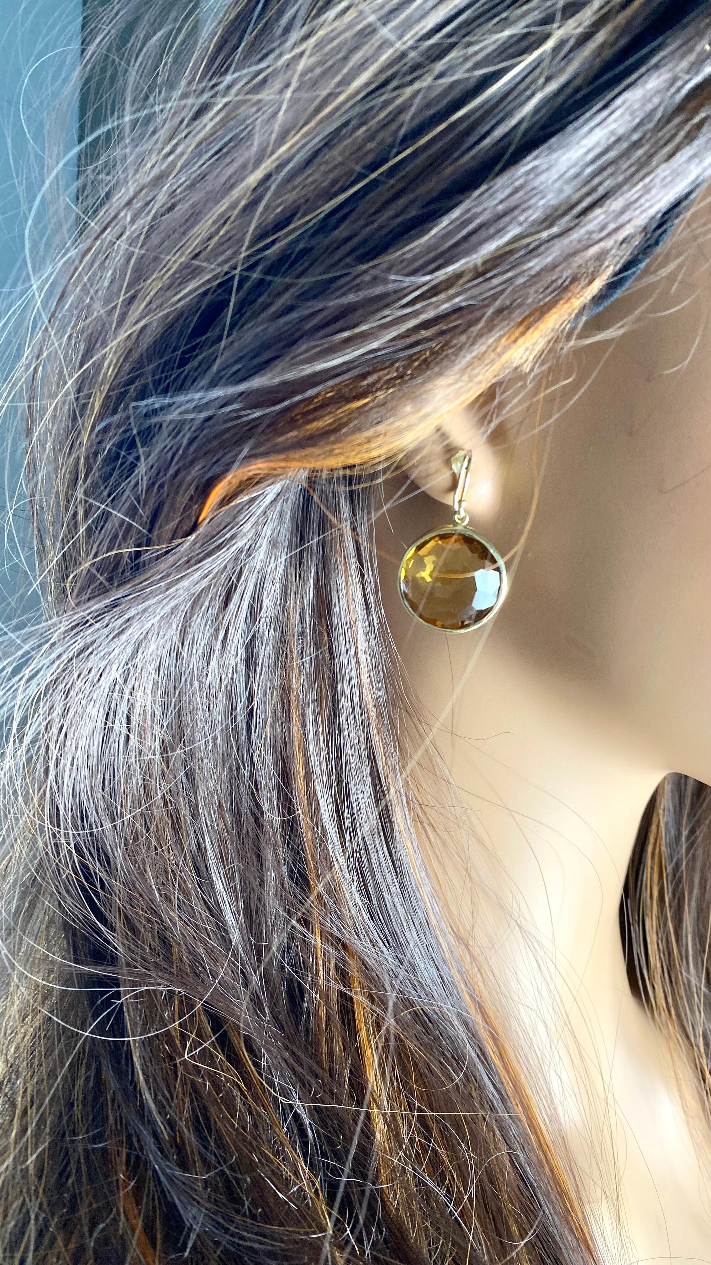 Ippolita Lollipop Collection 18k Gold Hoop Earrings Two Large Citrine Gemstones 5