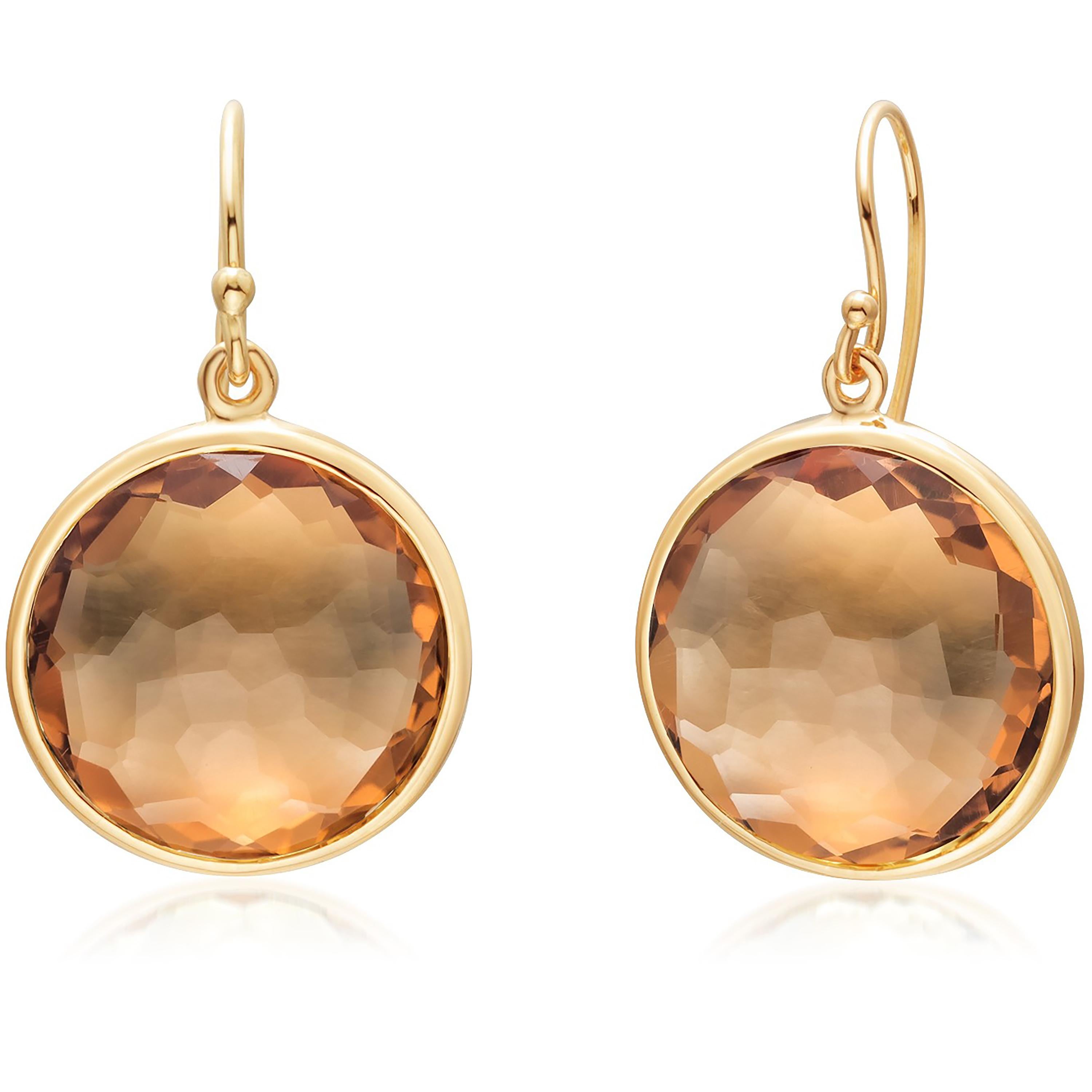 Ippolita Lollipop Collection 18k Gold Hoop Earrings Two Large Citrine Gemstones 2