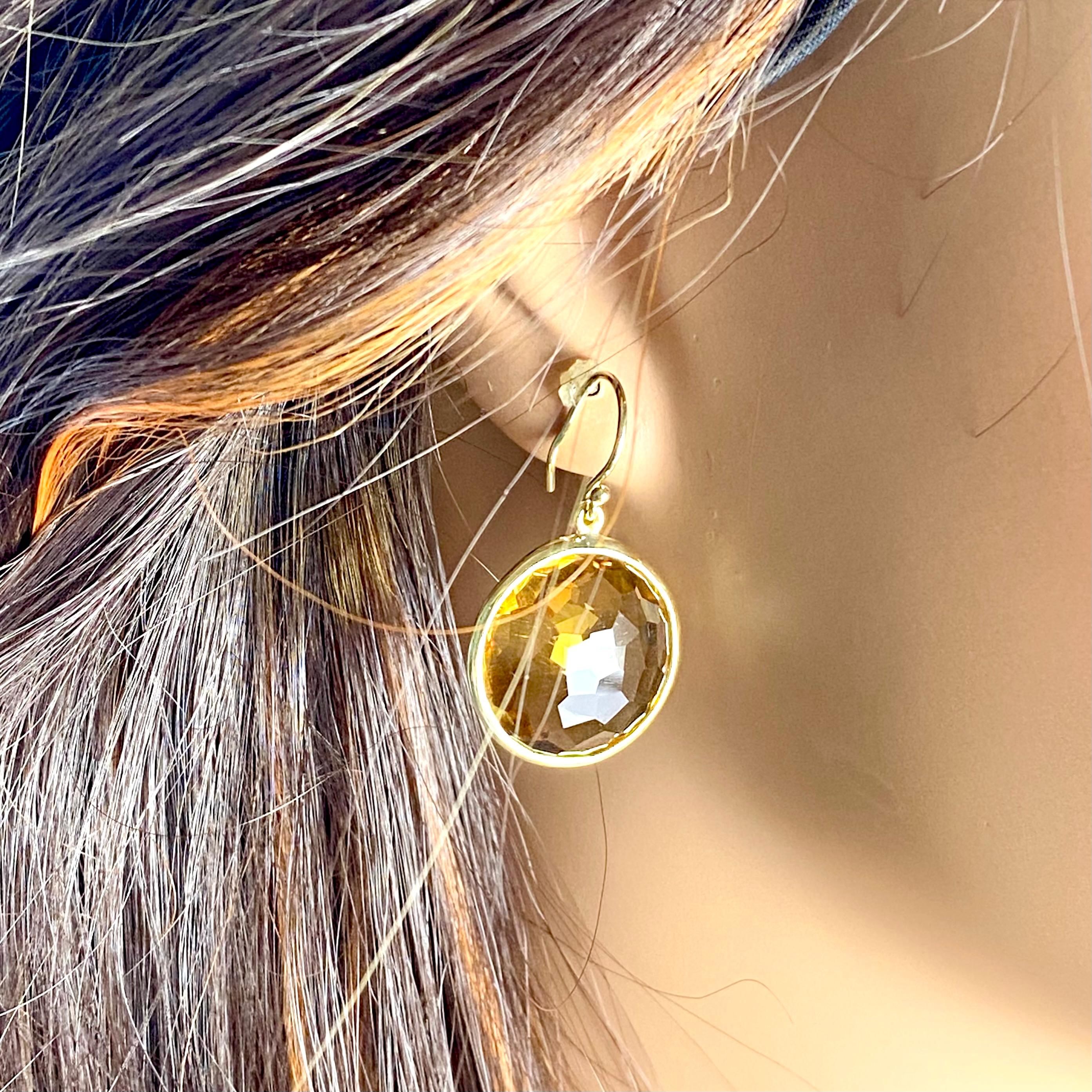 Ippolita Lollipop Collection 18k Gold Hoop Earrings Two Large Citrine Gemstones 4