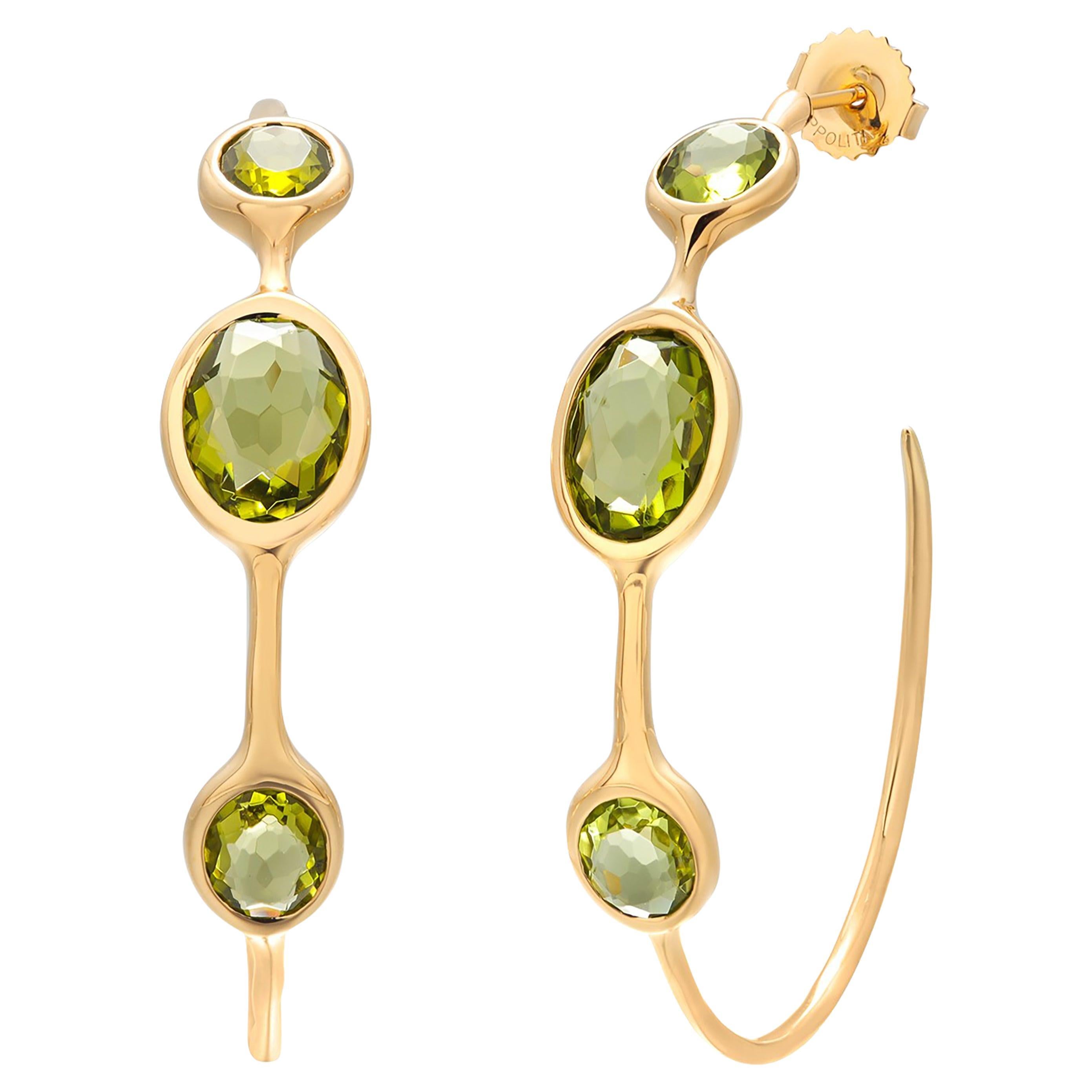 Ippolita Lollipop Collection Green Prasiolite Quartz 18k Gold Hoop Earring