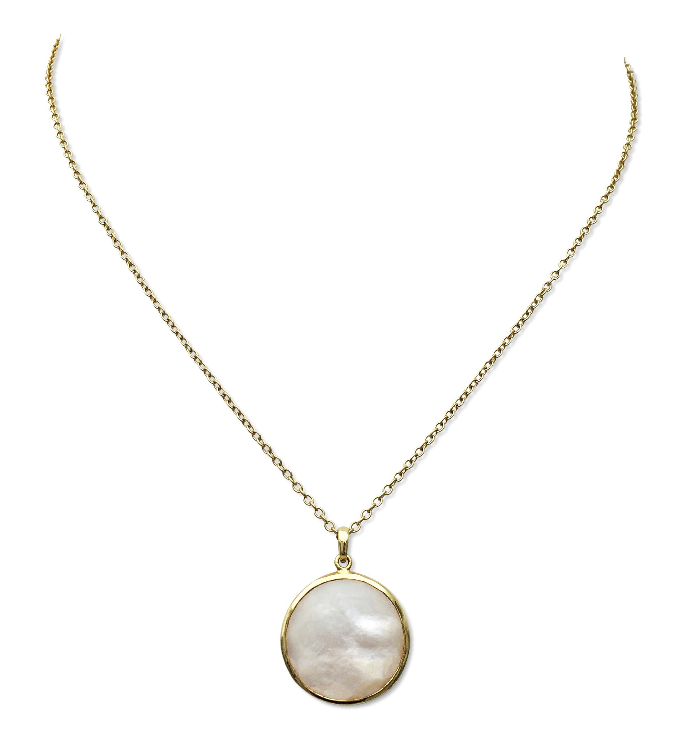 Ippolita 'Lollipop' Gold and Mother of Pearl Doublet Pendant Necklace In Excellent Condition In New York, NY
