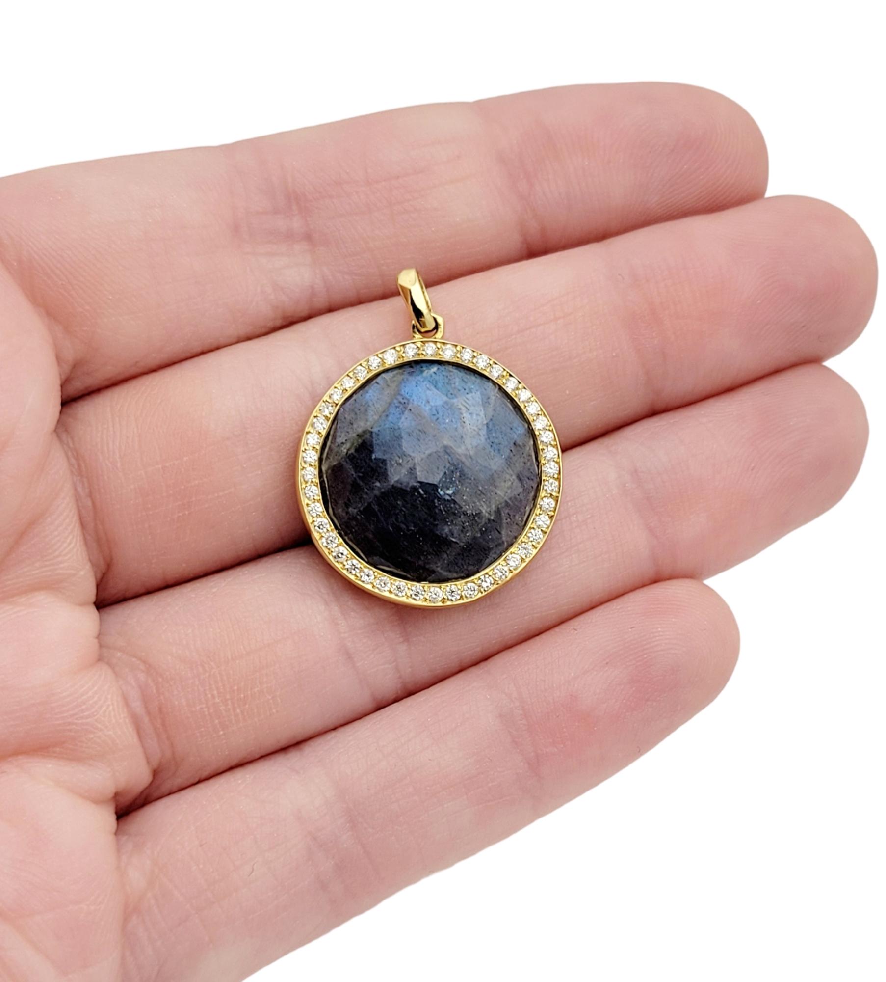 Ippolita Lollipop Medium Labradorite & Diamond Halo Pendant in 18 Karat Gold 5