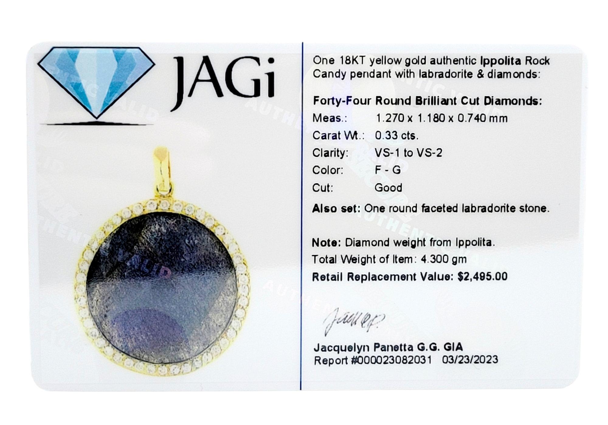 Ippolita Lollipop Medium Labradorite & Diamond Halo Pendant in 18 Karat Gold 6