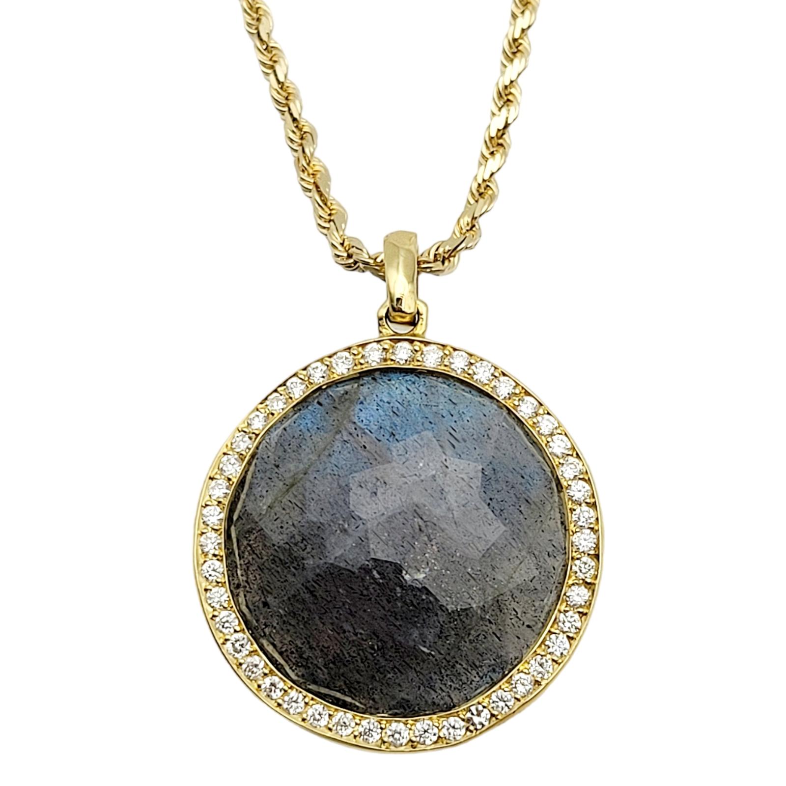 Ippolita Lollipop Medium Labradorite & Diamond Halo Pendant in 18 Karat Gold 1