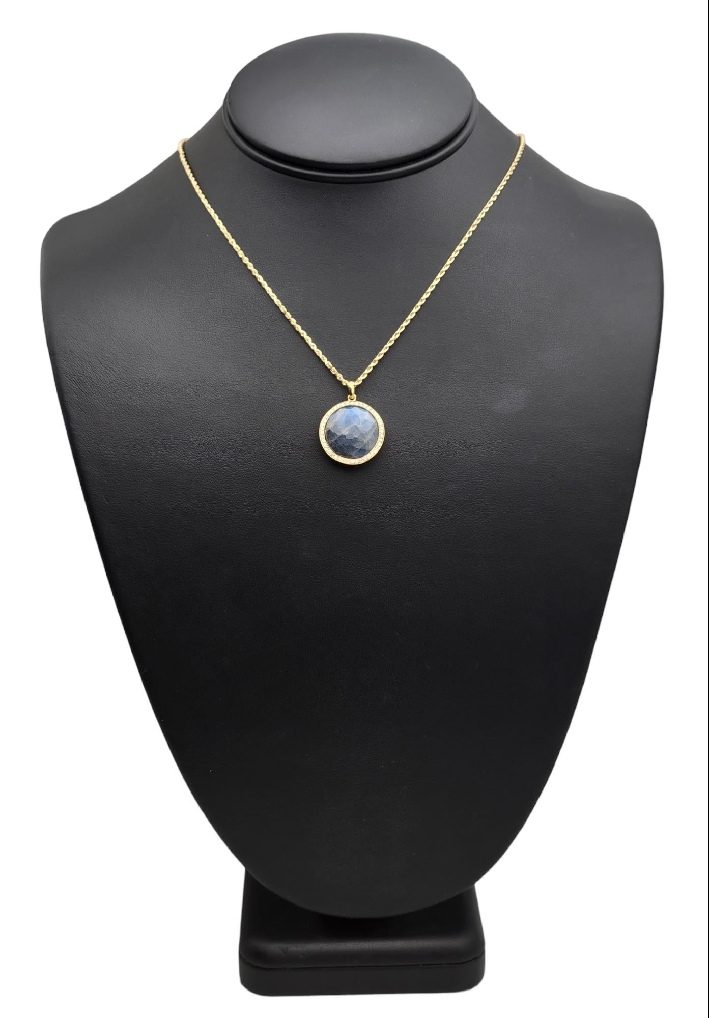 Ippolita Lollipop Medium Labradorite & Diamond Halo Pendant in 18 Karat Gold 2