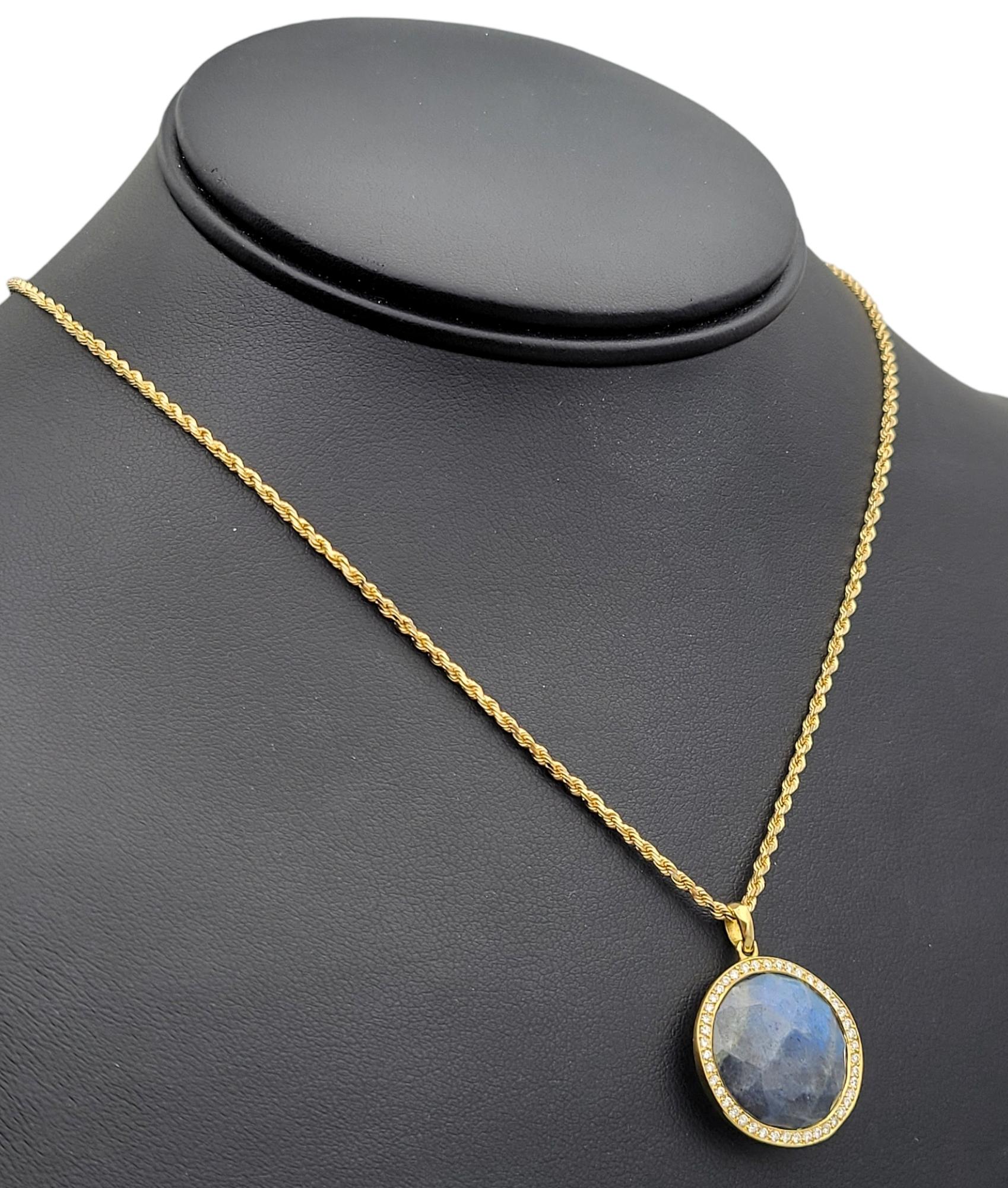 Ippolita Lollipop Medium Labradorite & Diamond Halo Pendant in 18 Karat Gold 3