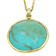 Ippolita Lollipop Medium Solitaire Turquoise Pendant Necklace in 18K Yellow Gold