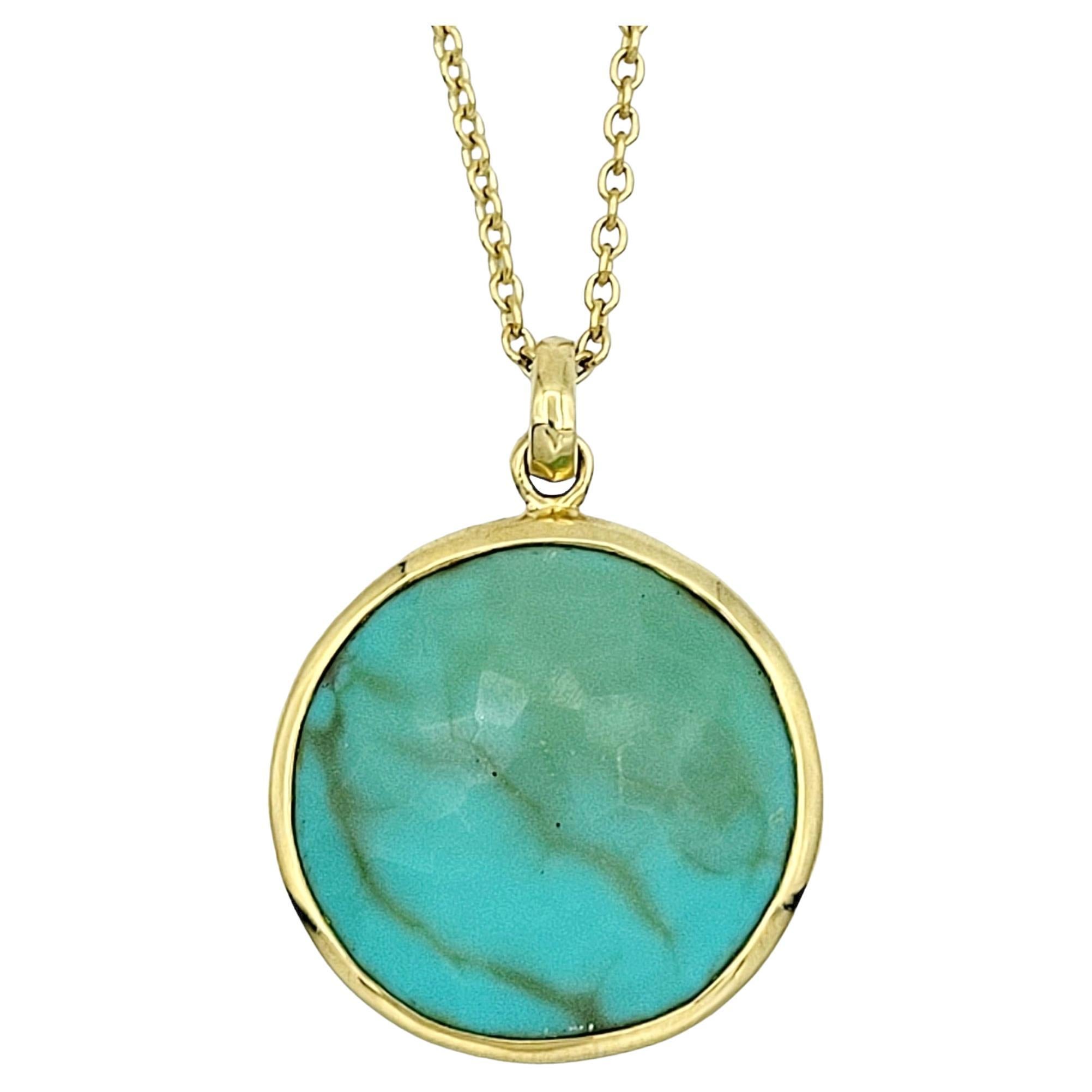 Ippolita Lollipop Medium Solitaire Turquoise Pendant Necklace in 18K Yellow Gold For Sale