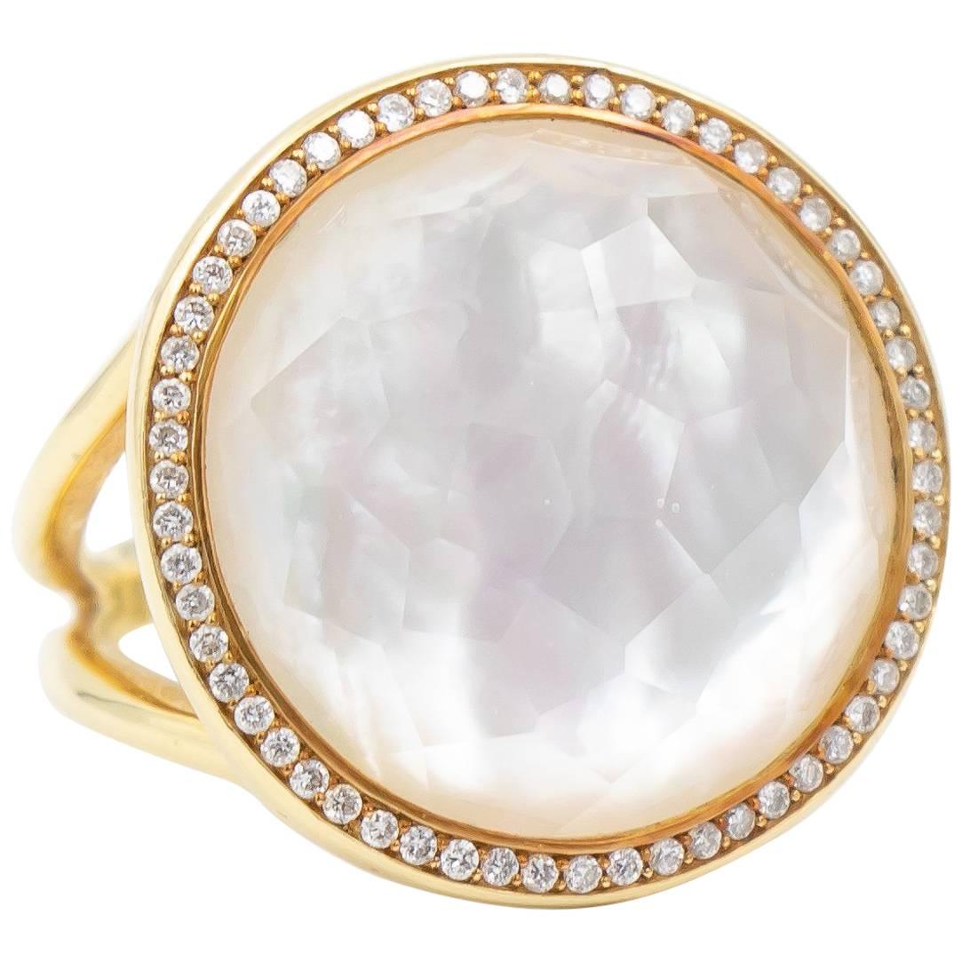 Ippolita Lollipop Ring in 18 Karat Gold with Diamonds and Mother-of-Pearl