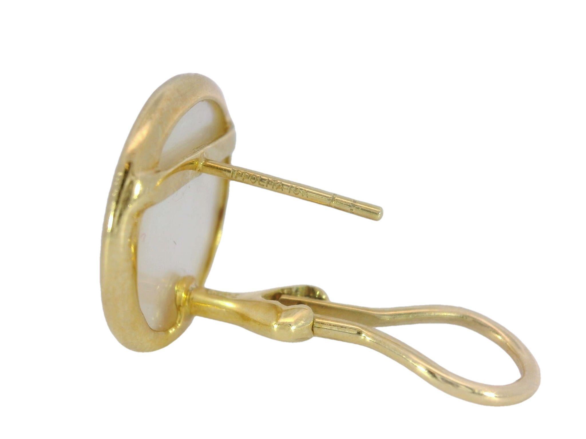 Ippolita Lollipop Round Mother of Pearl Clip on Earrings in 18 Karat Gold In Excellent Condition In Fairfield, CT