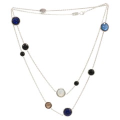 Ippolita Lollipop Stelring Silver Gemstone Station Chain Long Necklace