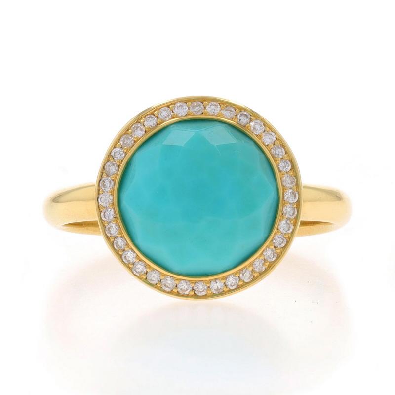 Retail Price: $1895

Size: 7
Sizing Fee: Up 1 1/2 sizes for $60 or Down 1 size for $40

Brand: Ippolita
Collection: Lollipop

Metal Content: 18k Yellow Gold

Stone Information
Natural Turquoise
Treatment: Routinely Enhanced
Cut: Faceted