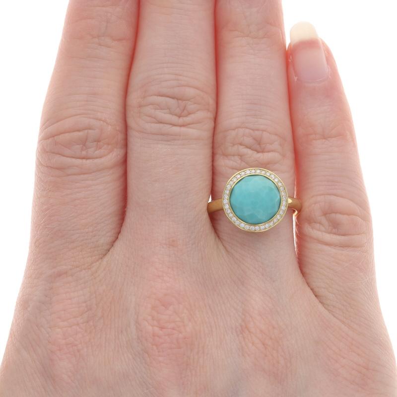 Cabochon Ippolita Lollipop Turquoise Diamond Halo Ring Yellow Gold 18k Faceted Cab .20ctw