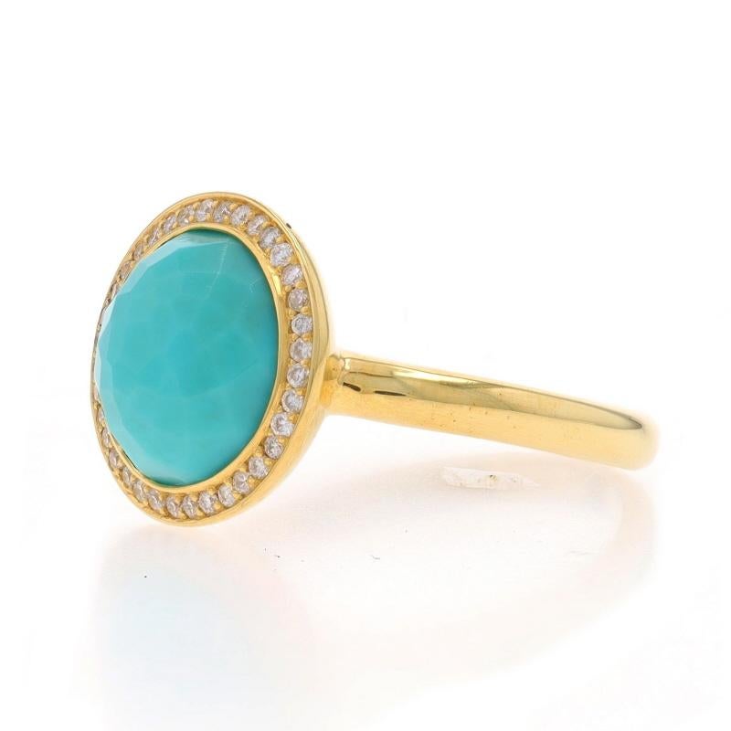 Ippolita Lollipop Turquoise Diamond Halo Ring Yellow Gold 18k Faceted Cab .20ctw In Excellent Condition In Greensboro, NC