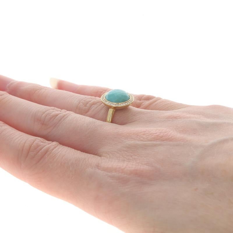 Women's Ippolita Lollipop Turquoise Diamond Halo Ring Yellow Gold 18k Faceted Cab .20ctw