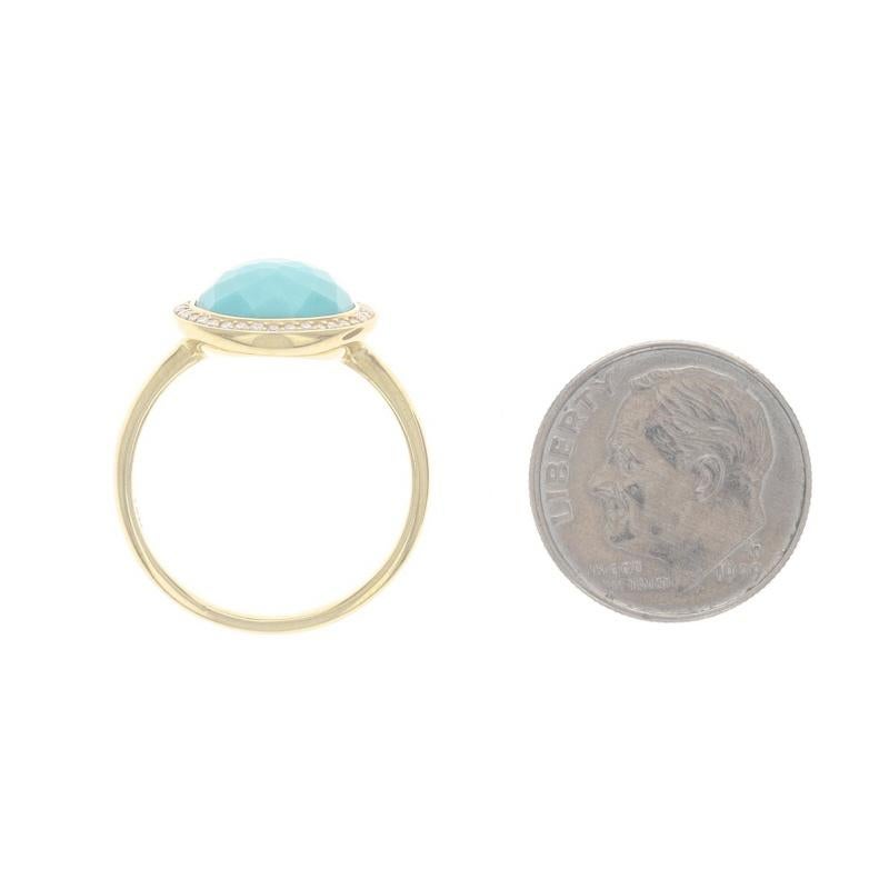 Ippolita Lollipop Turquoise Diamond Halo Ring Yellow Gold 18k Faceted Cab .20ctw 1