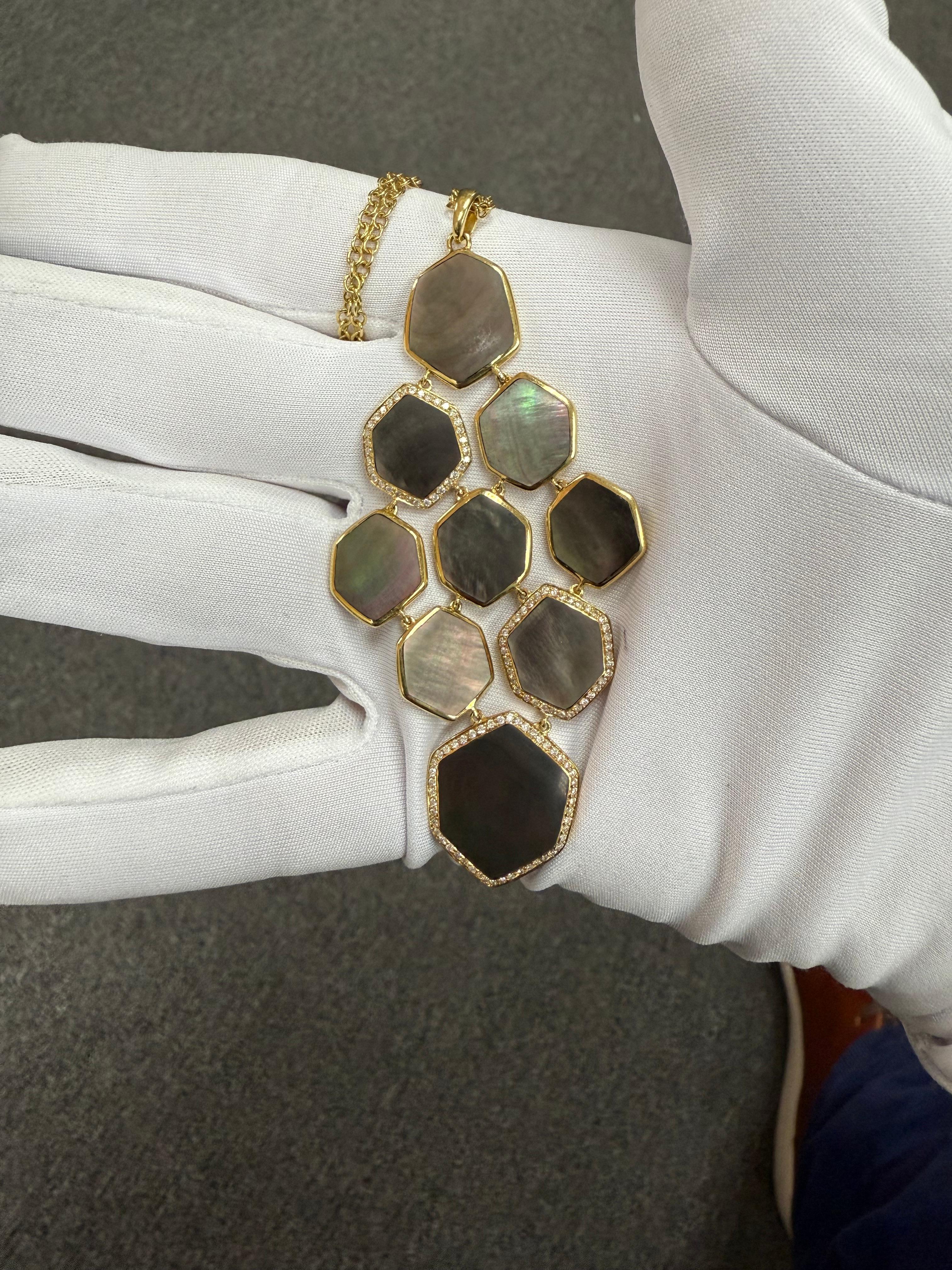Ippolita Collier à pendentifs réversibles en or jaune, nacre et diamants en vente 4