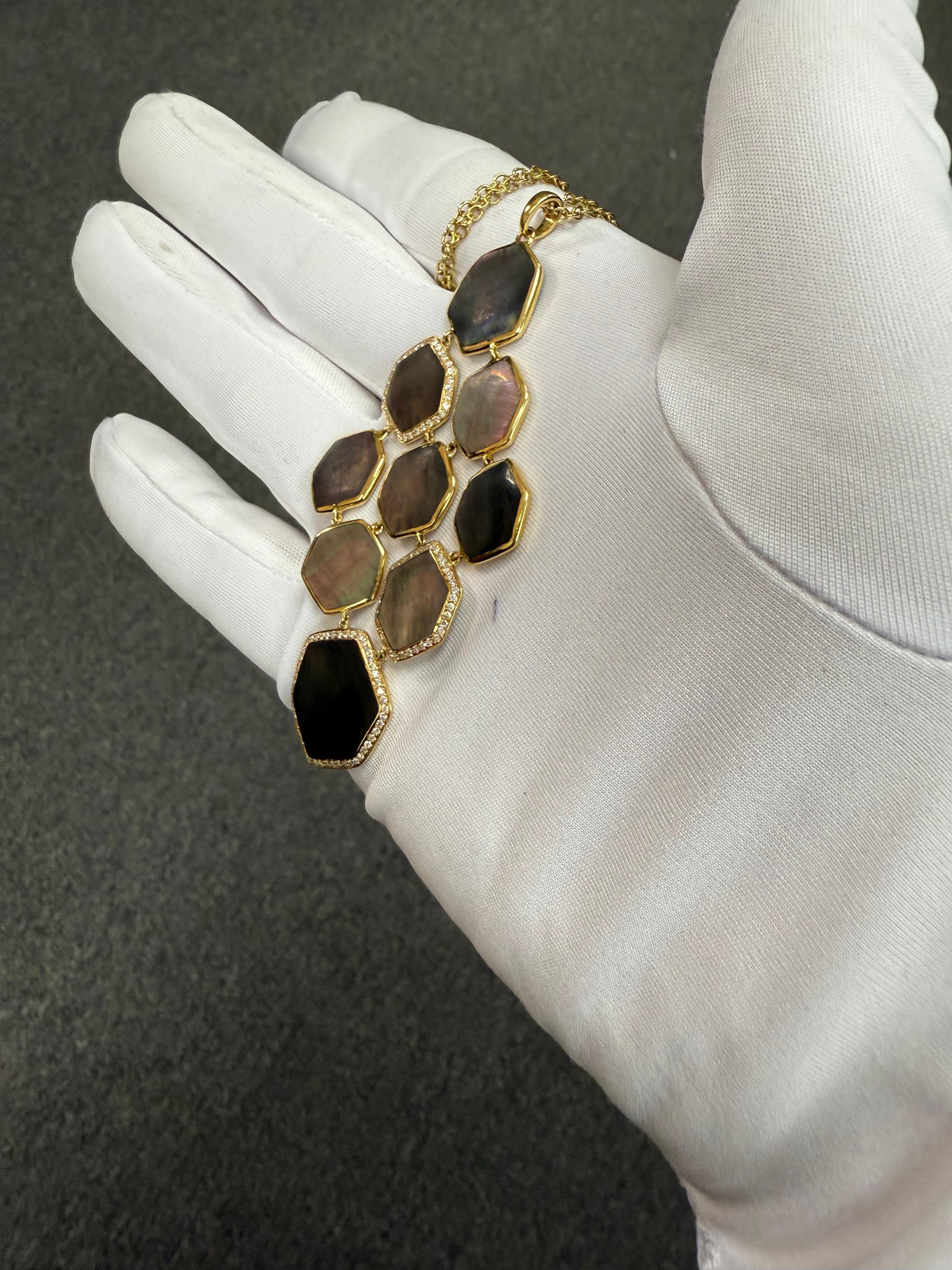 Ippolita Collier à pendentifs réversibles en or jaune, nacre et diamants en vente 5