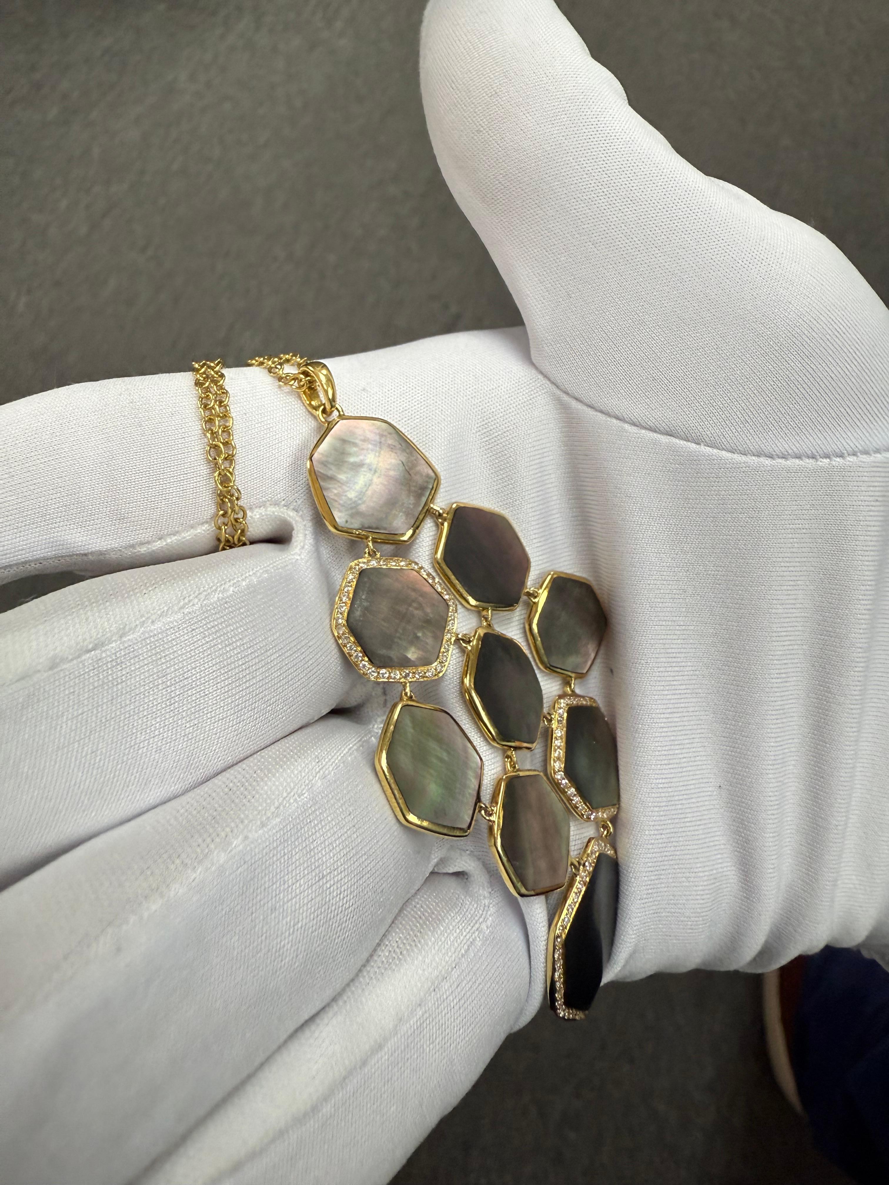 Ippolita Collier à pendentifs réversibles en or jaune, nacre et diamants en vente 6