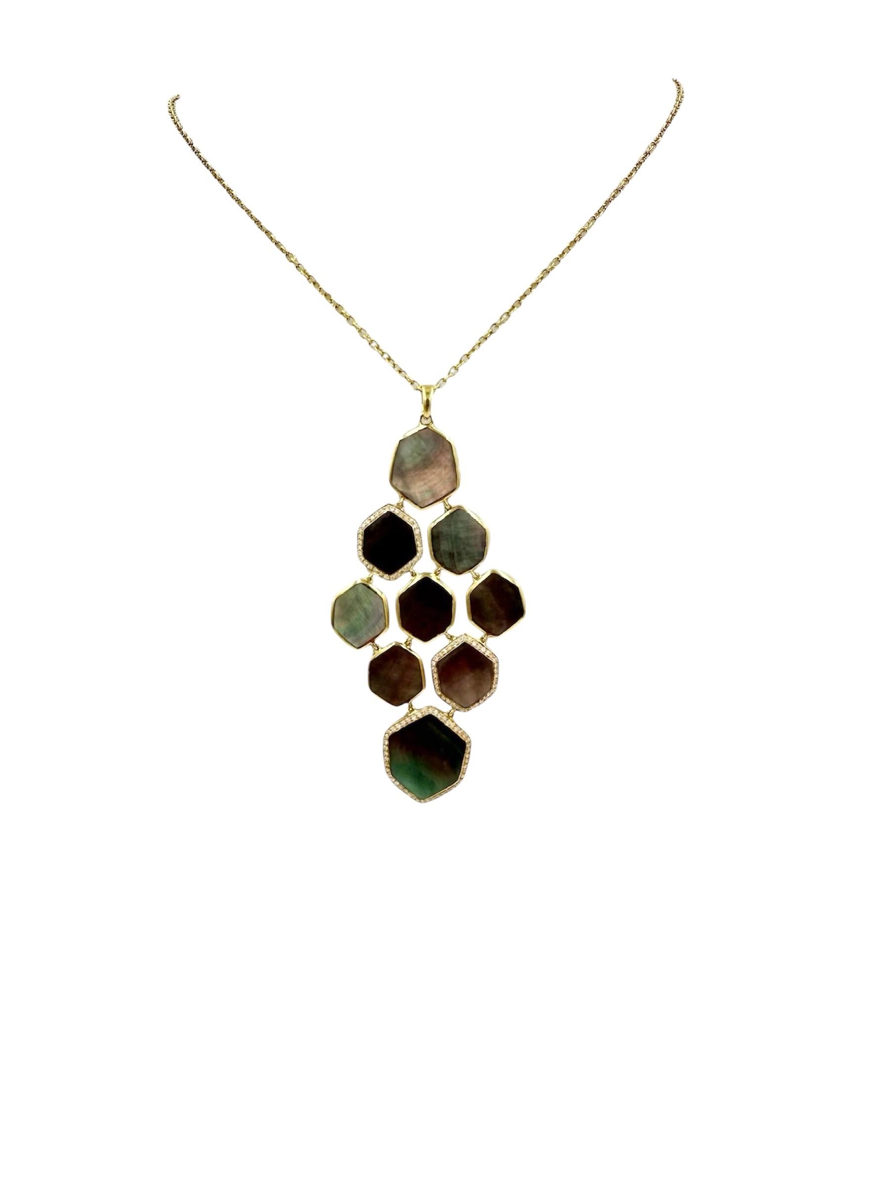 Taille ronde Ippolita Collier à pendentifs réversibles en or jaune, nacre et diamants en vente