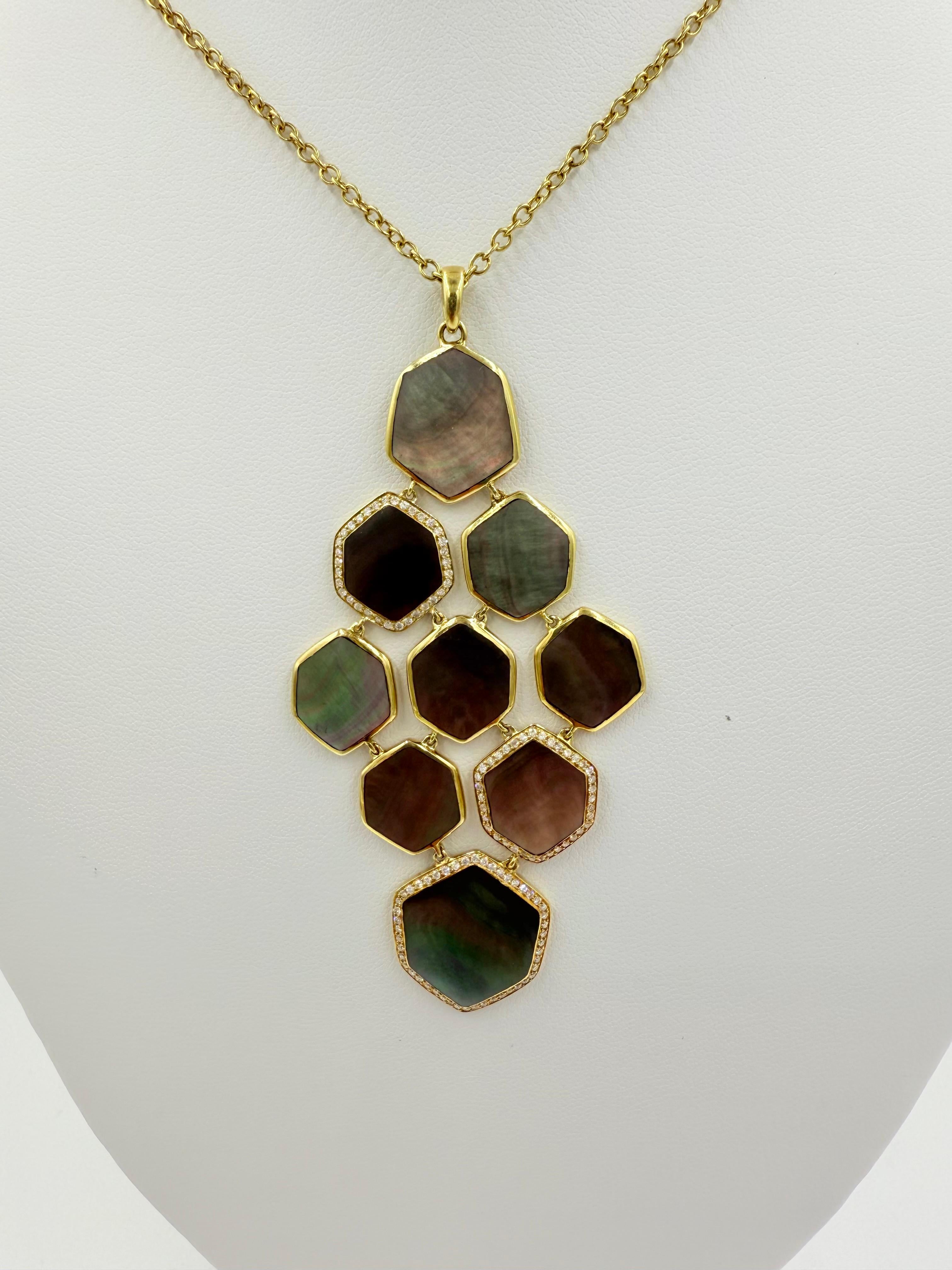 Ippolita Collier à pendentifs réversibles en or jaune, nacre et diamants Bon état - En vente à Los Angeles, CA
