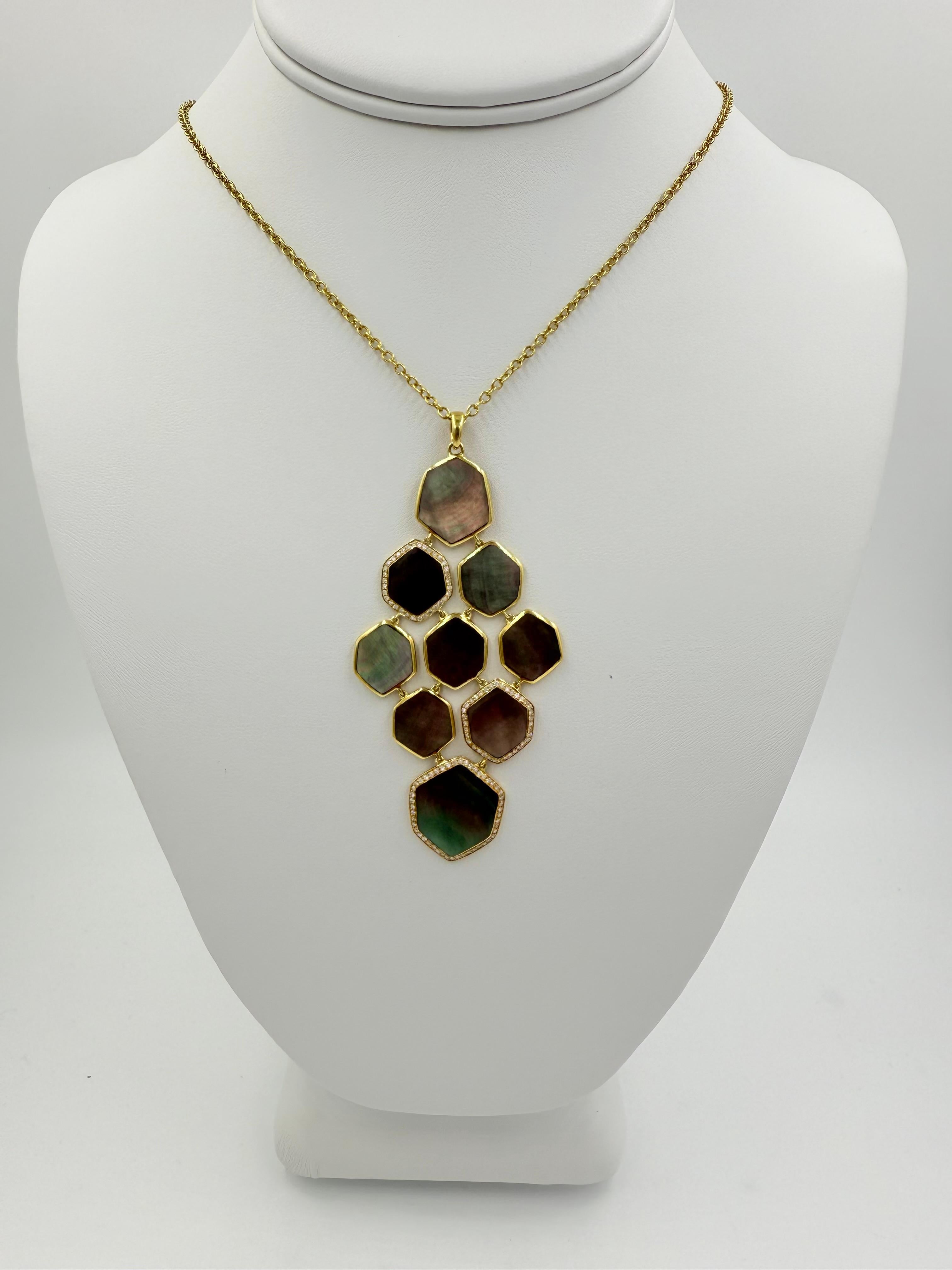 Ippolita Collier à pendentifs réversibles en or jaune, nacre et diamants Unisexe en vente
