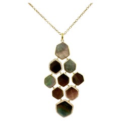 Ippolita Collier à pendentifs réversibles en or jaune, nacre et diamants