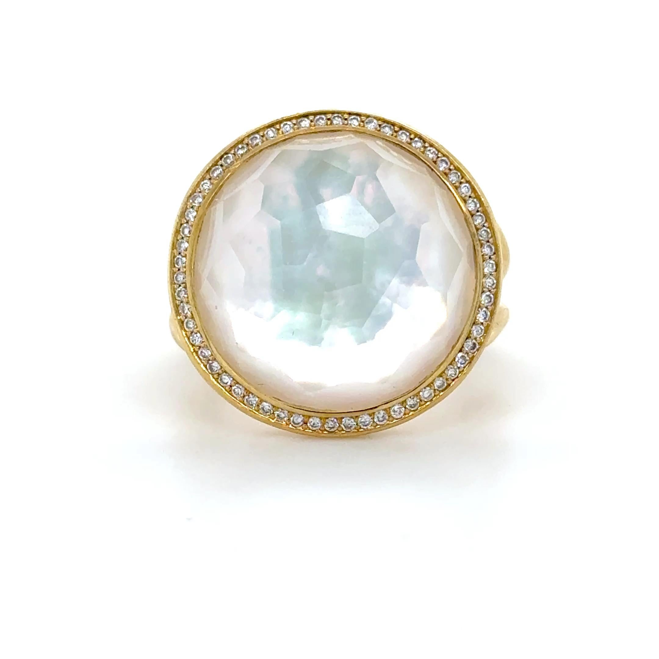 Contemporary Ippolita, Mother-Of-Pearl, Rock Crystal and Diamond Lollipop Ring For Sale
