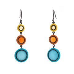 Ippolita Multi Color Dangle Earrings, Sterling Silver, Ceramic Beads, Colorful