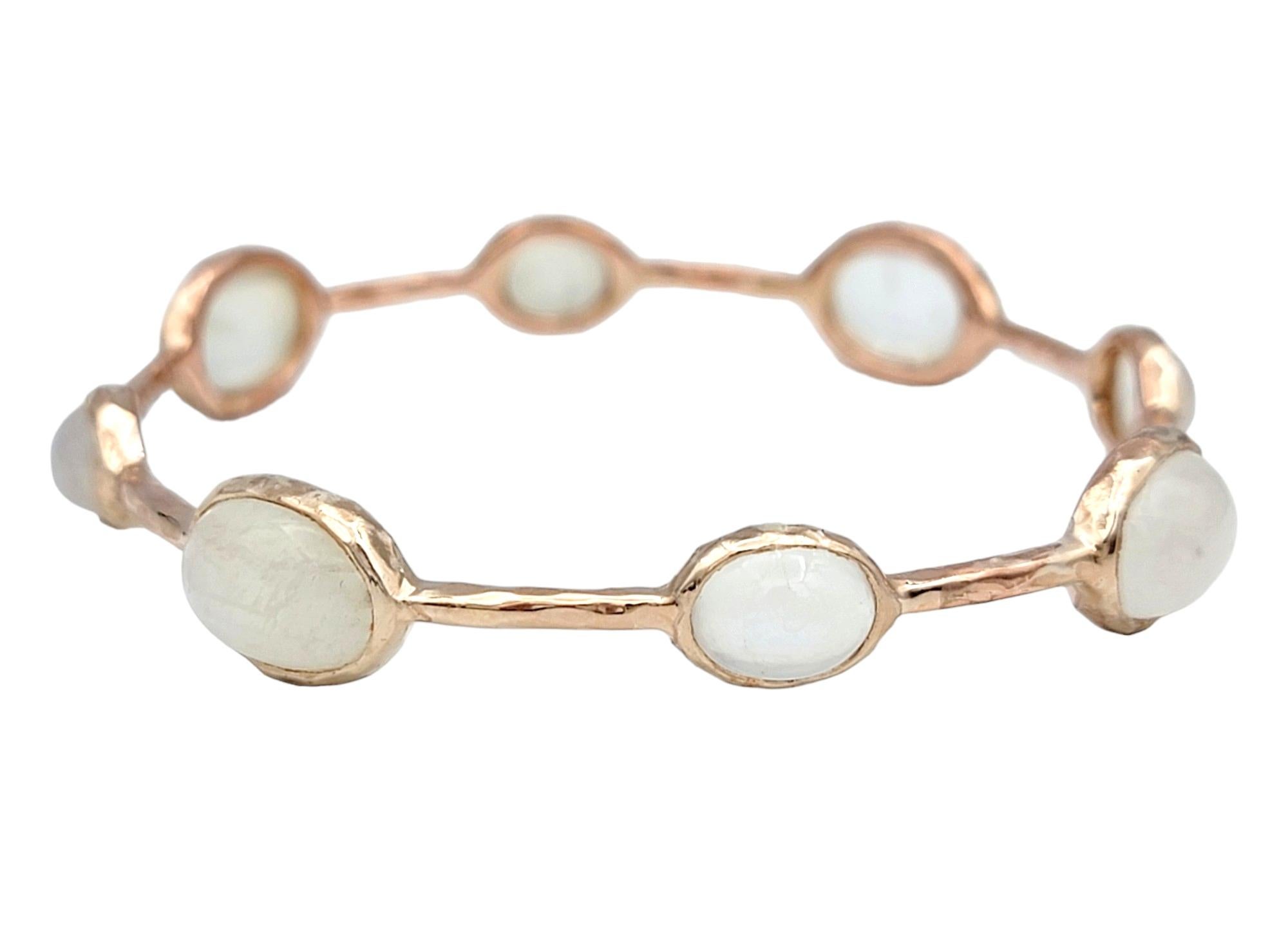 Contemporary Ippolita Oval Cabochon Moonstone Bangle Bracelet Set in Rose Gold Plated Silver For Sale